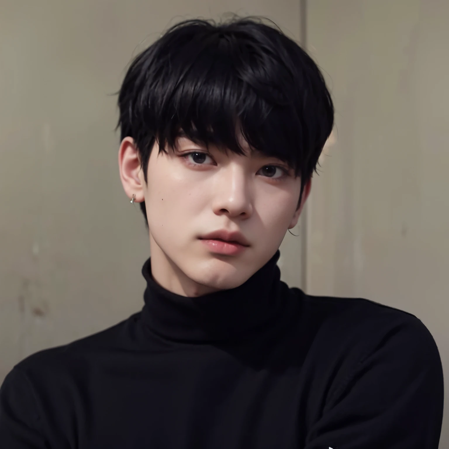 a close up of a person with a black shirt and a black sweater, jungkook, cai xukun, jinyoung shin, kim doyoung, black haired yoongi, hyung tae, headshot profile picture, taejune kim, hong june hyung, taken in the early 2020s, inspired by Kun Can, bladee from drain gang, boy has short black hair