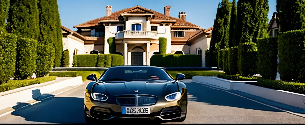 an car in front of a mansion, rich, beatiful wallpaper, ultra hd, 4k