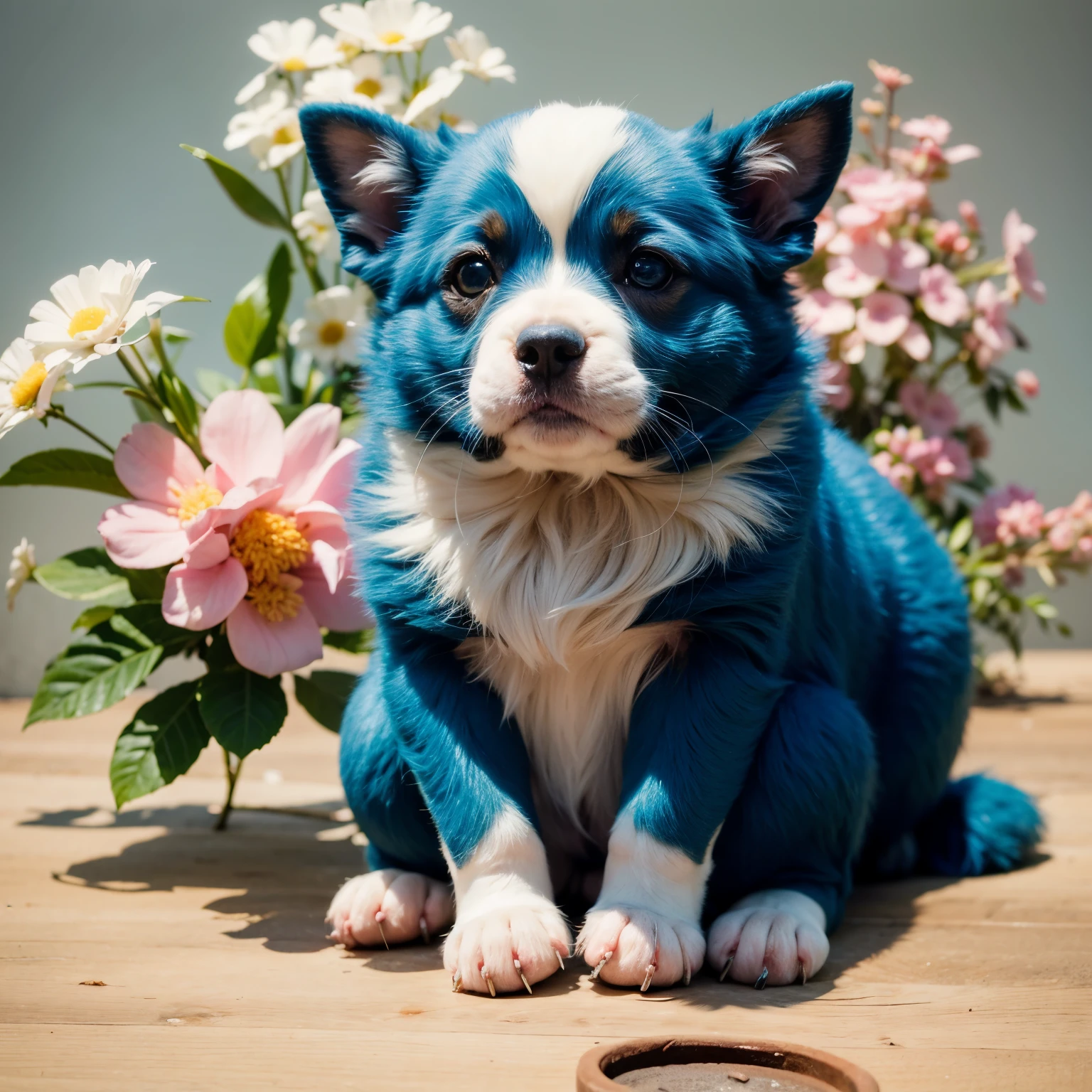 cute blue and white puppy with pink nose