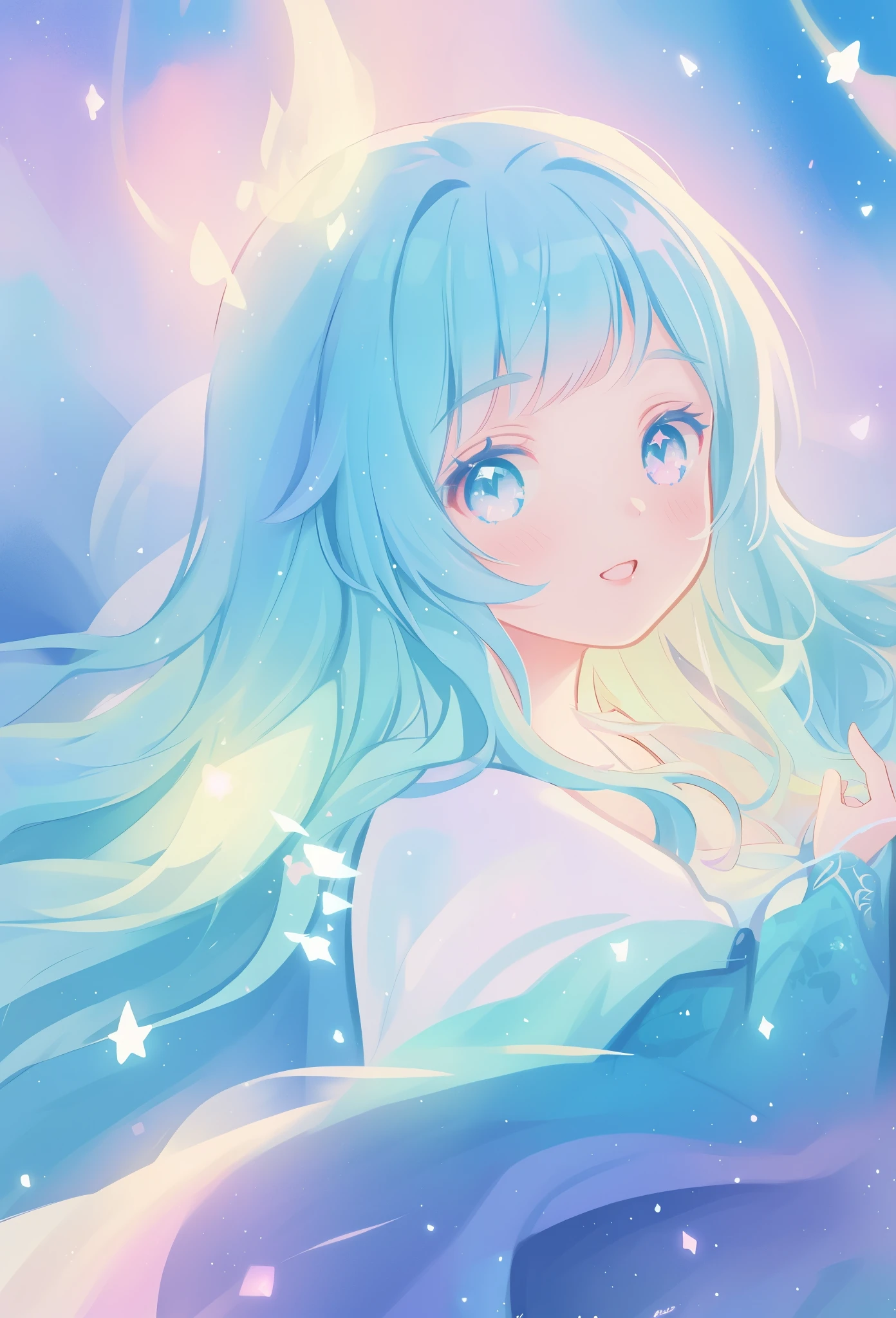 beautiful girl, vibrant pastel colors, (colorful), sparkling magical liquid, inspired by Glen Keane, inspired by Lois van Baarle, disney art style, by Lois van Baarle, glowing aura around her, by Glen Keane, jen bartel, glowing lights! digital painting, flowing glowing hair, glowing flowing hair, beautiful digital illustration, fantasia background, whimsical, magical, fantasy, ((beautiful face)), ((masterpiece, best quality)), intricate details, highly detailed, sharp focus, 8k resolution, sparkling detailed eyes, liquid watercolor