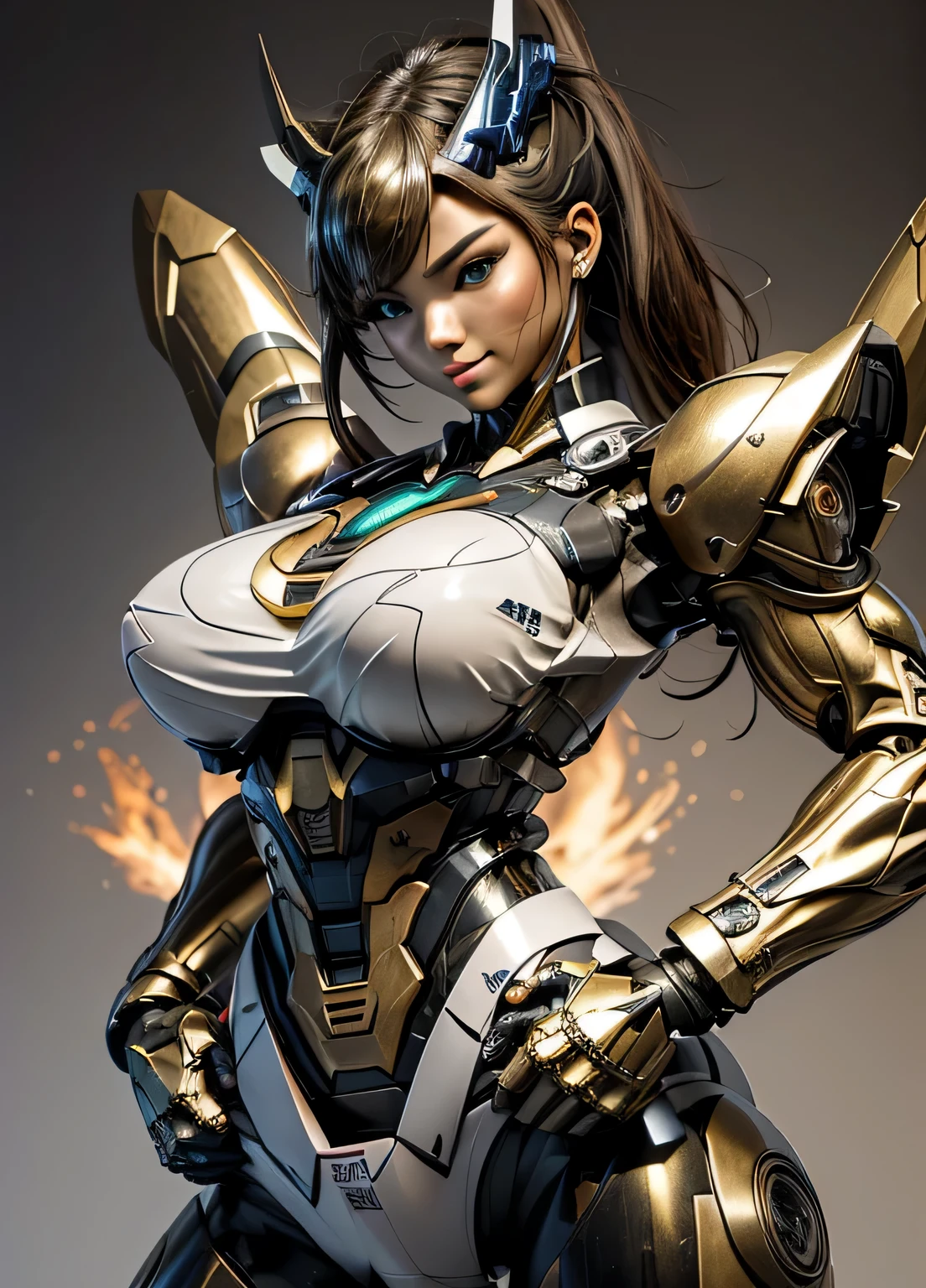 rough skin, Super detailed, advanced details, high quality, 最high quality, High resolution, 1080P, hard disk, beautiful,(cyborg),(Missiles from the chest),(Machine gun from both hands),beautifulcyborgの女性,メカcyborg少女,battle mode,Mecha body girl,彼女は武器を持ったバトルcyborgメカを身に着けています,full body shot、luscious lips, (smoky eye makeup:0.85), (big and full breasts:1.5),