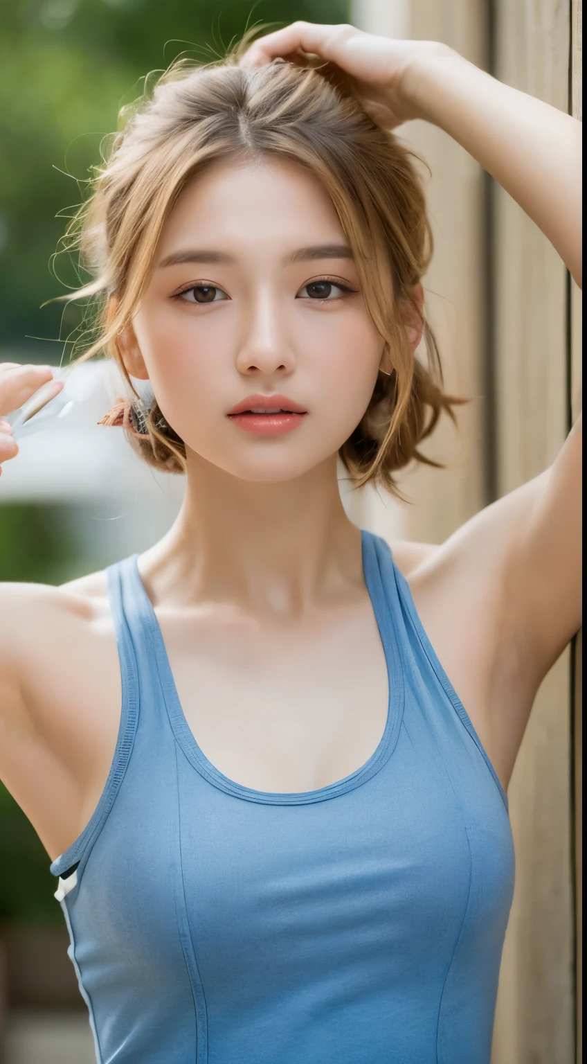 adorable, 1 girl, (face to face), 10 years old, baby face, happy, half body portrait, (face details: 1), (eye details:1), ((big breasts)). wearing transparent transparency long shirt, .. Cute posed. proportional body. Ultra High Res. realistic: 1.4, UHD, (Long Bun Hairstyle)