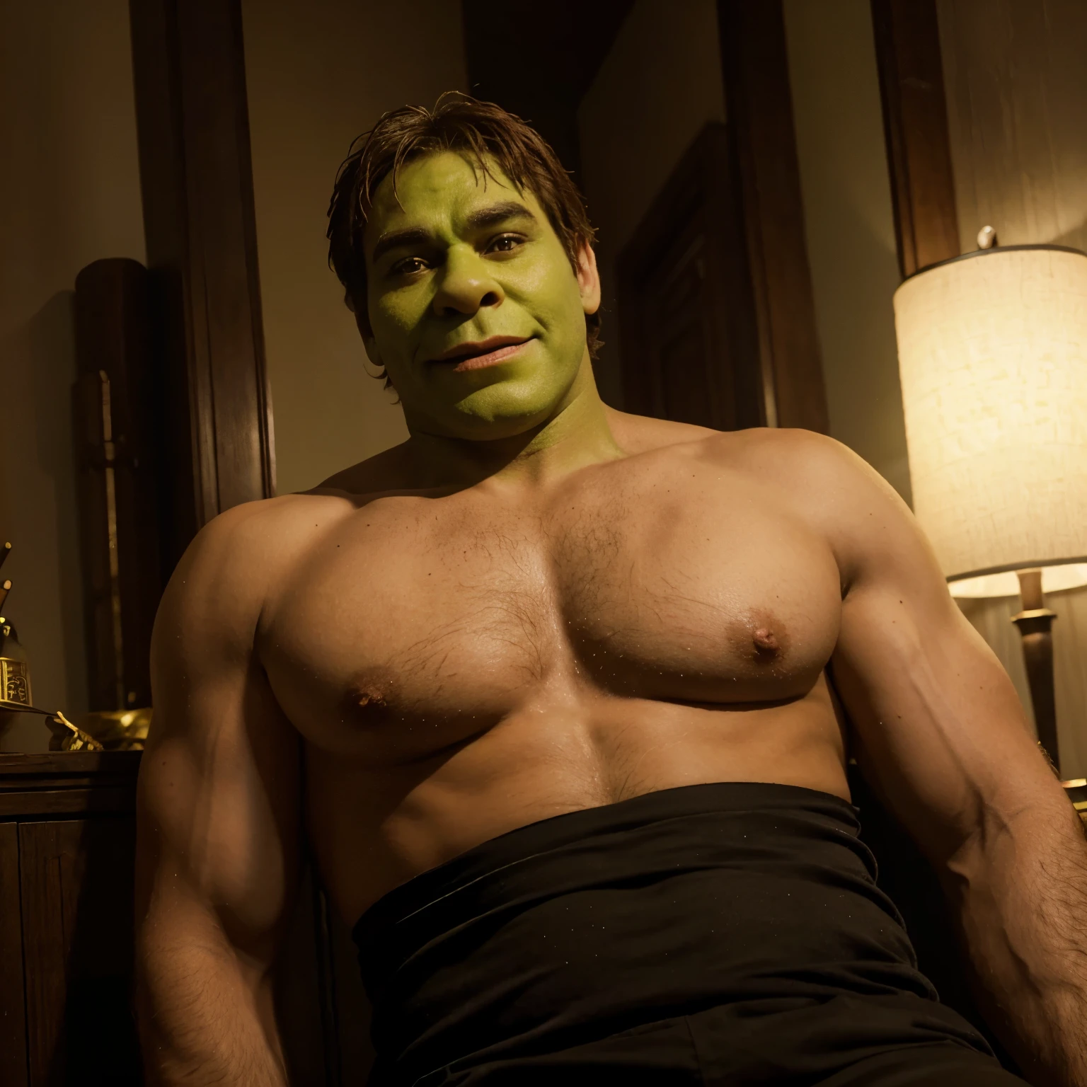 Crie uma imagem do shrek magro bem magro