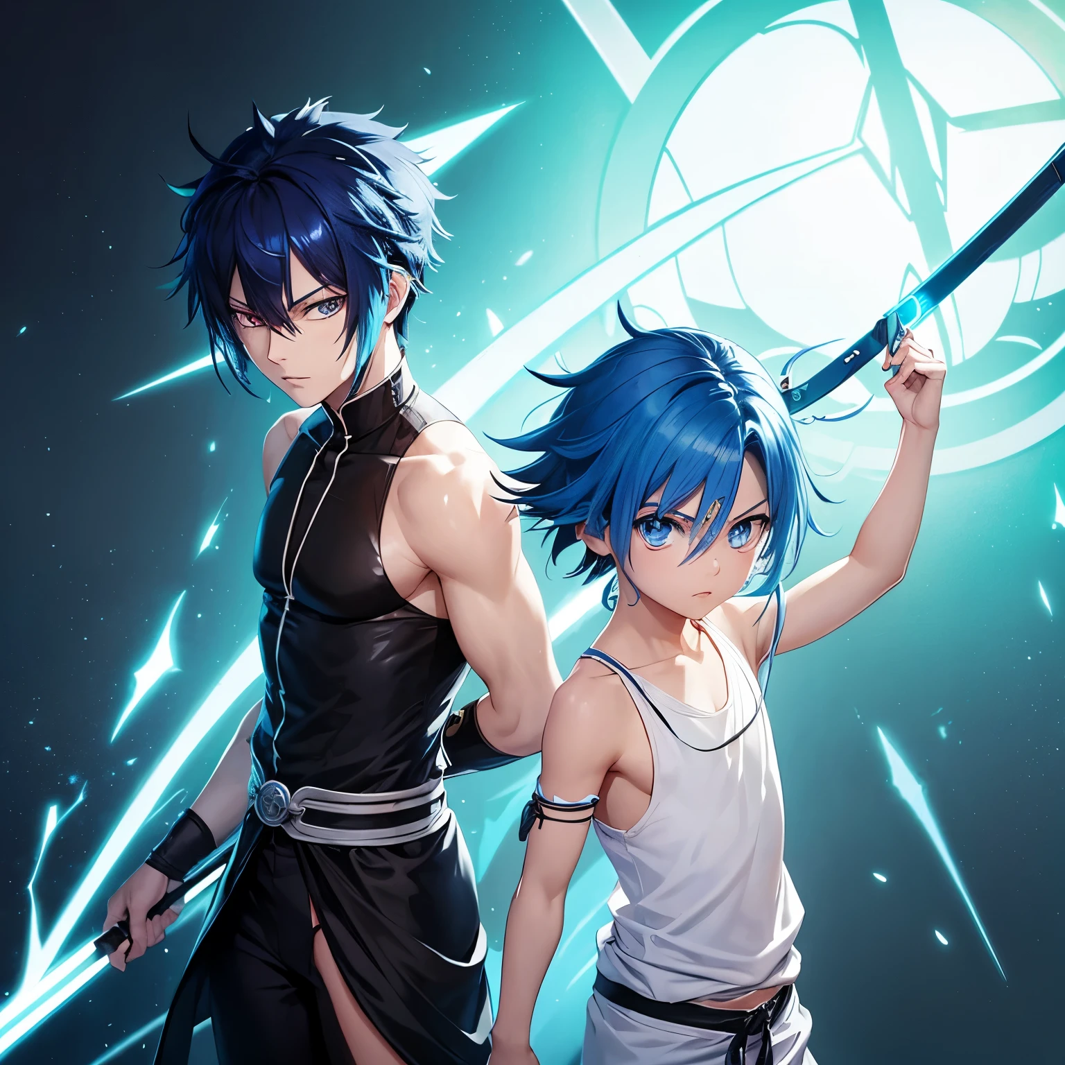 Suì-Feng And Grimmjow's Jaegerjaquez son with blue hair and lighting power as little ??? and Arrancar
