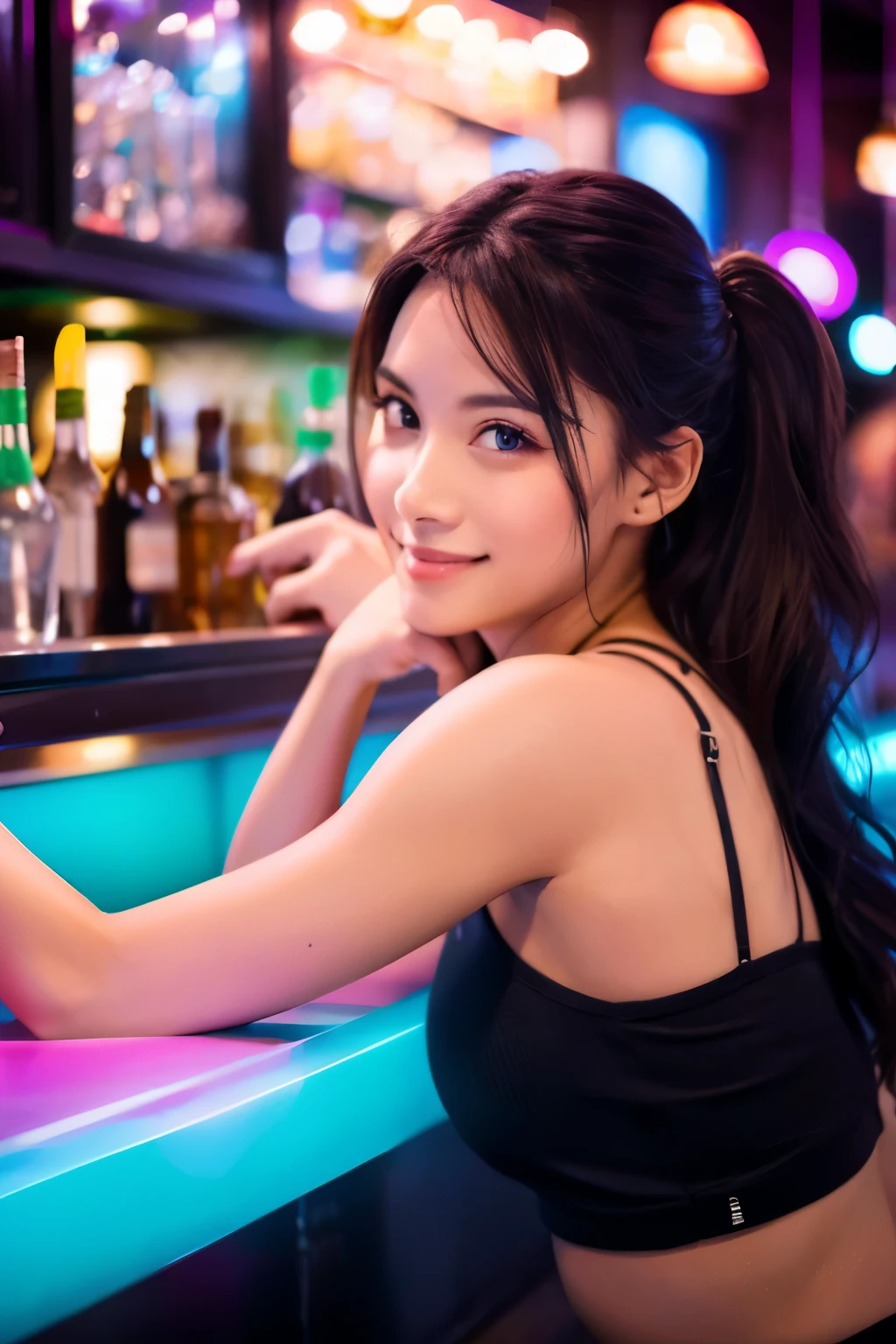 Beautiful woman working at a girls bar