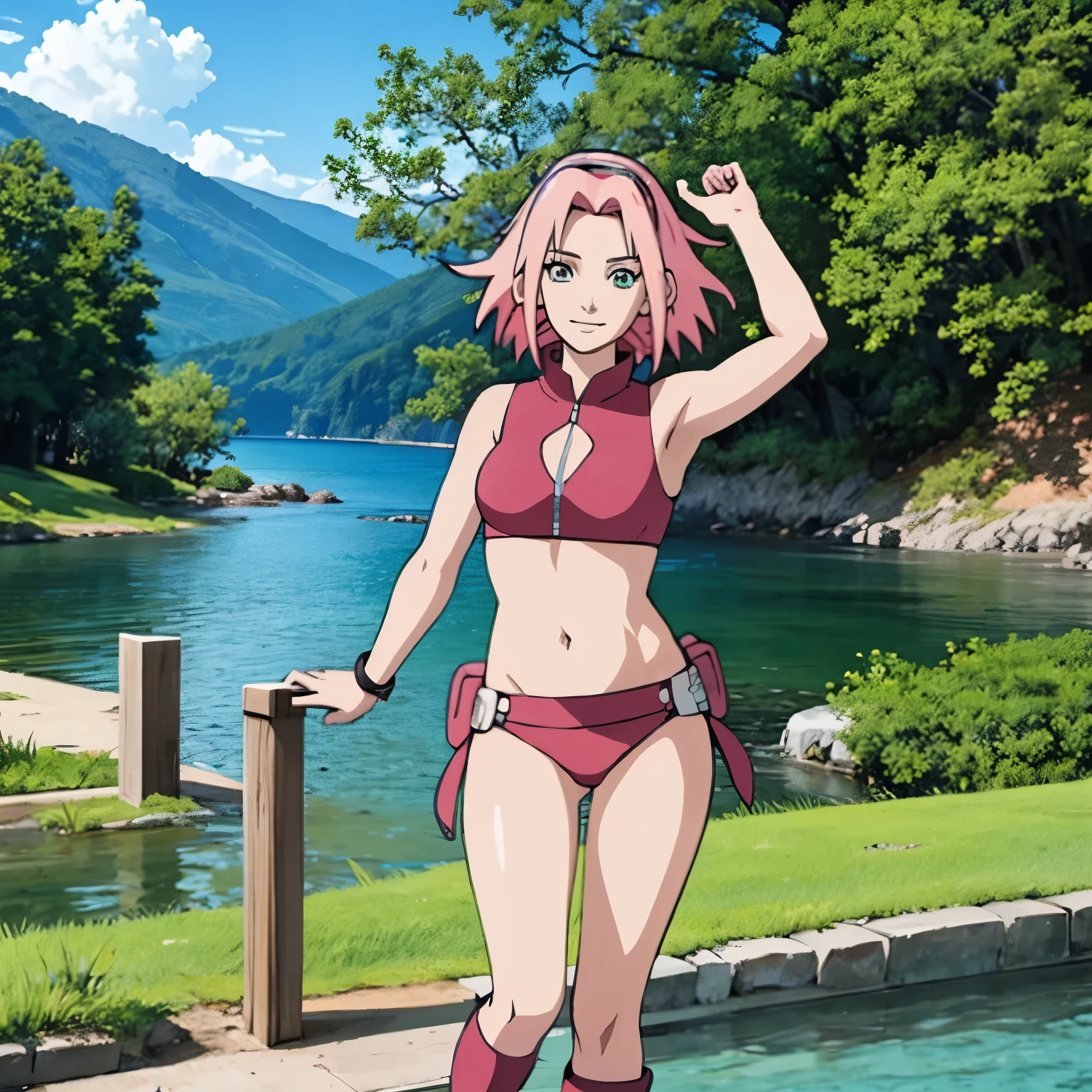 Sakura haruno, pose, scenery, bikini