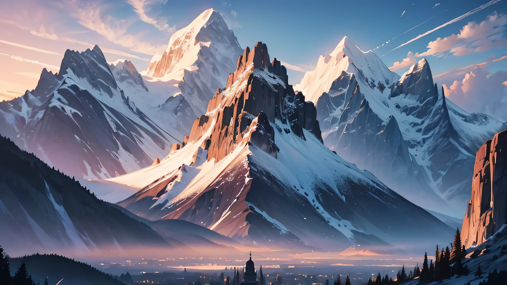 (masterpiece), best quality, scenery, HD, 4K, landscape, mountain, clear quality, dark, lighting, sky, cloud