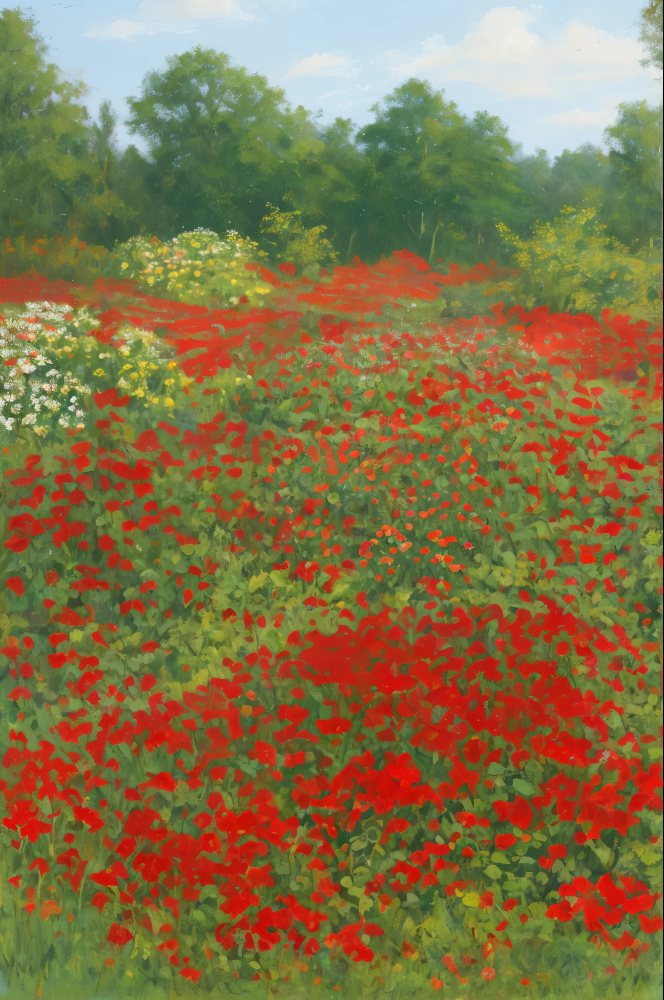 there are many red flowers in the garden with green leaves, a pastel by Stefan Gierowski, shutterstock, fine art, vibrant but dreary red, red flowers, red blooming flowers, dominating red color, very red colors, red flowers of different types, glowing red, red flower, very vibrant, crimson rain sought flower, ❤🔥🍄🌪