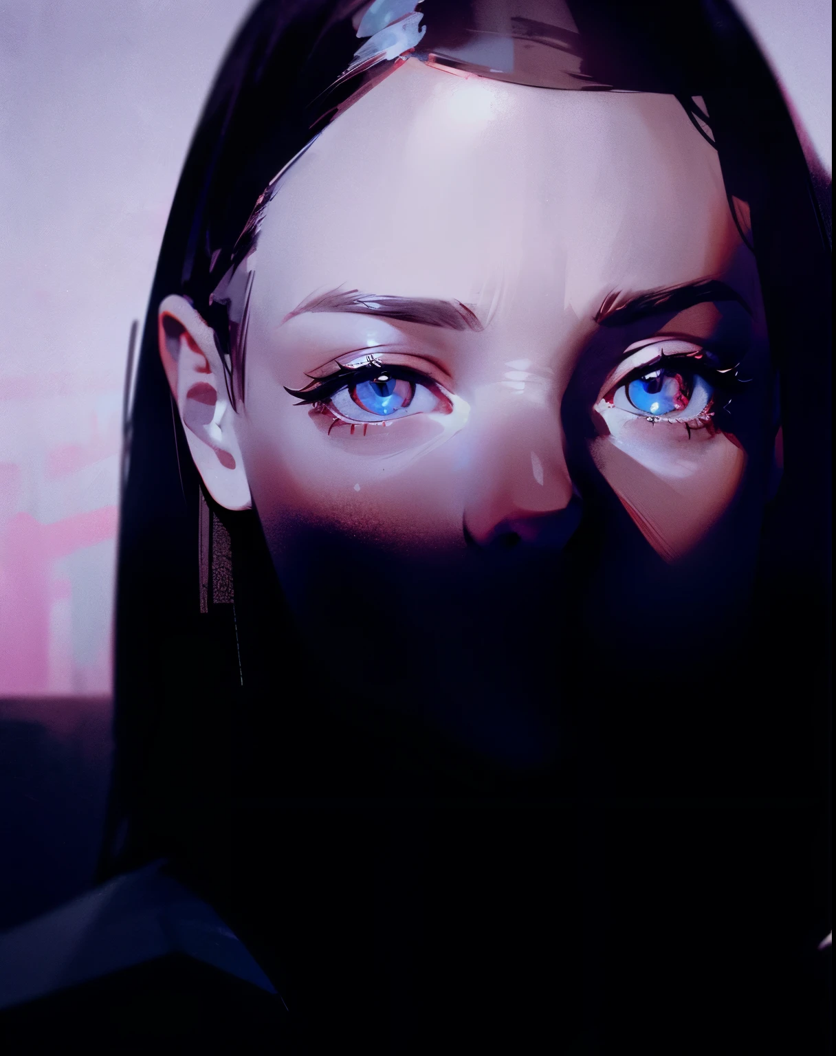 Portrait, half dark, mysterious face ,