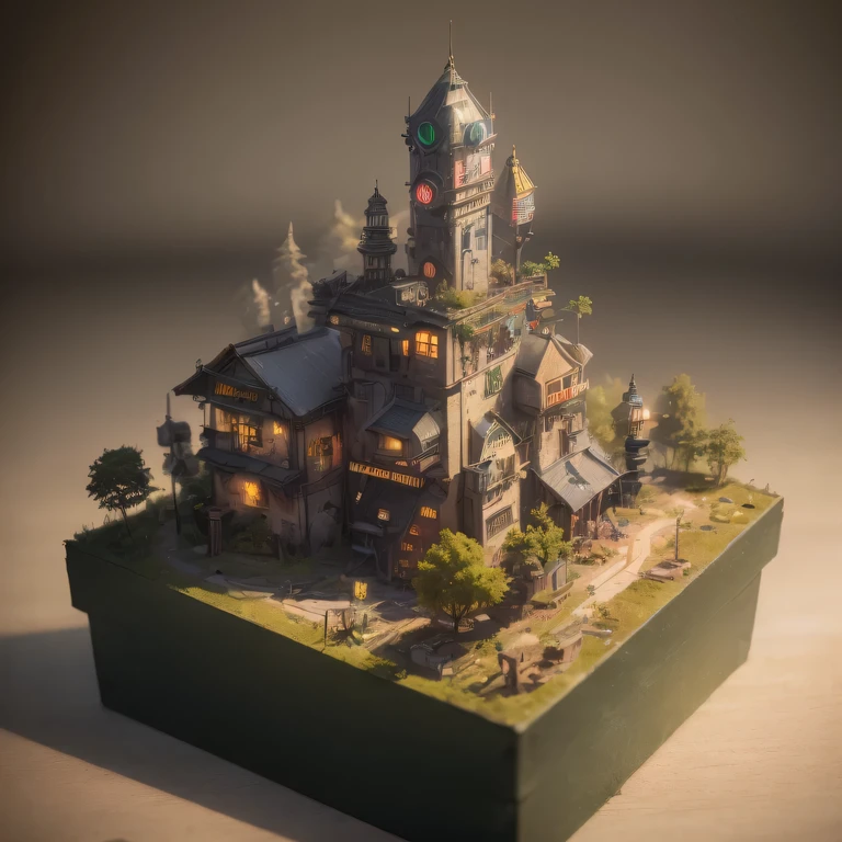 Lunar soil小写实模型, (bifurcation, original photo, best quality, masterpiece:1.4),Steampunk Cyberpunk 1820 City,(CyberpunkLunar soil light:1.3), Lunar soil (related to land),(in a small nature box:1.3),Isometric, small nature, landscape on foundation,landscape,
