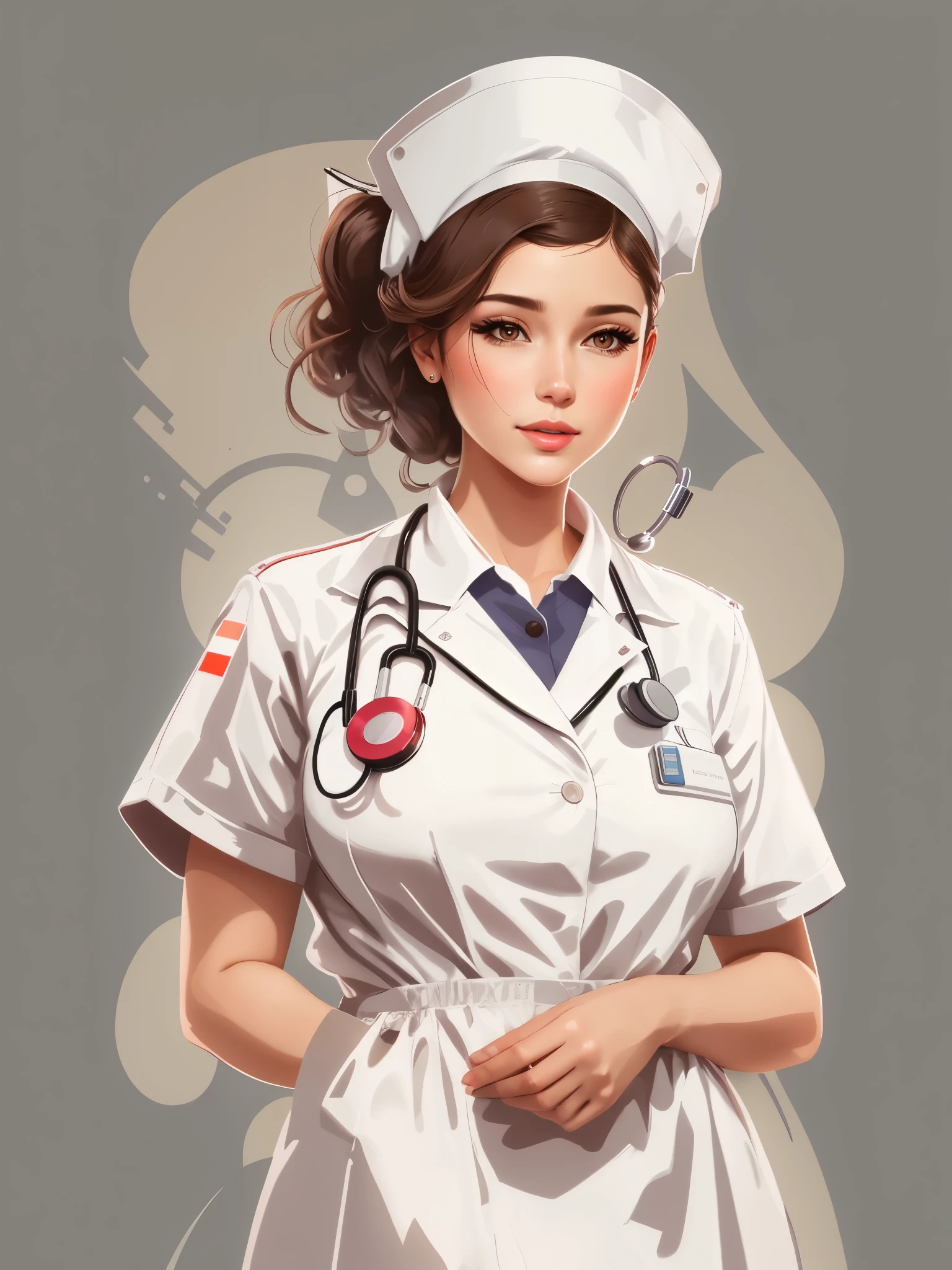 there is a chuby woman in a nurse uniform with a stethoscope, nurse girl, nurse, doctor, medical doctor, lois van rossdessine, une belle illustration d&#39;Work of&#39;art, (doctor), artgerme. illustration animated, with a stethoscope, rossdessine portrait, stunning digital illustration, Health Care Worker, allaitement, beautiful digital illustration, Belle Work of&#39;Digital art, :: rossdessine