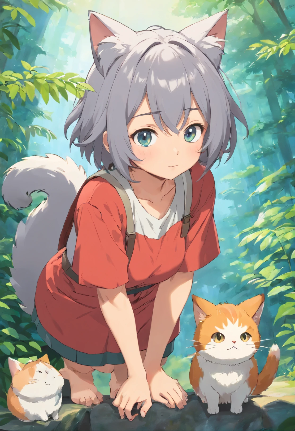 gordinho, femboy, Cintura grossa, peito pequeno masculino, cabelo castanho, short messy hair, Gray cat ears on head, olhos azuis, Gordo, corpo maior, gordinho face, rosto com blush, bunda gorda, delicious pudgy anus, cute small penis (Com a bunda virada ao espectador, flashy anus) (olhando para o espectador)