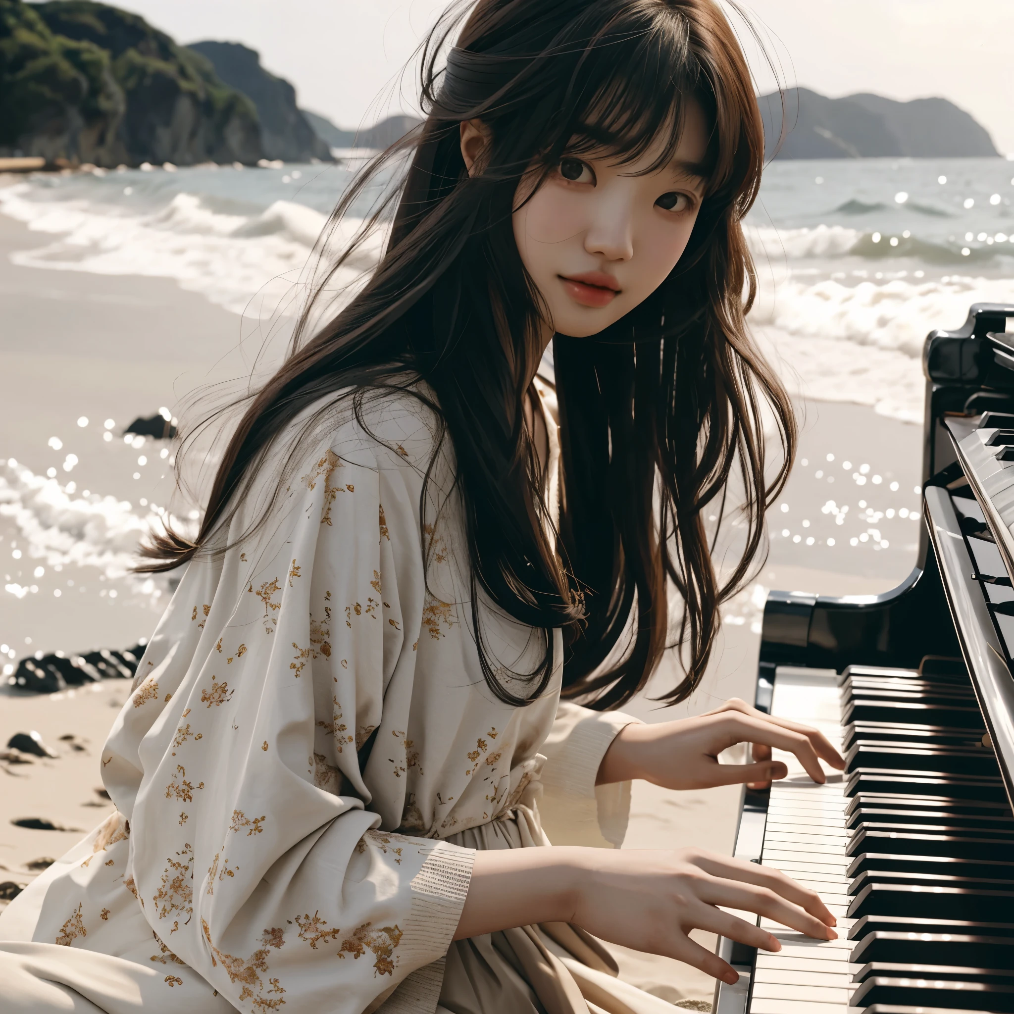 Alphafie woman sitting on the piano on the beach, Bae Suzy, Nam Jae Young, pianist, Saesong Yoon, sung by janis, Choi Hong Hwa, Shin Min-jung, Lee Ji Eun, Lee Ji Eun, Shin Jin Young, Kook Ji Young, Gombi, Park from to, play piano, kiyoko suzuki