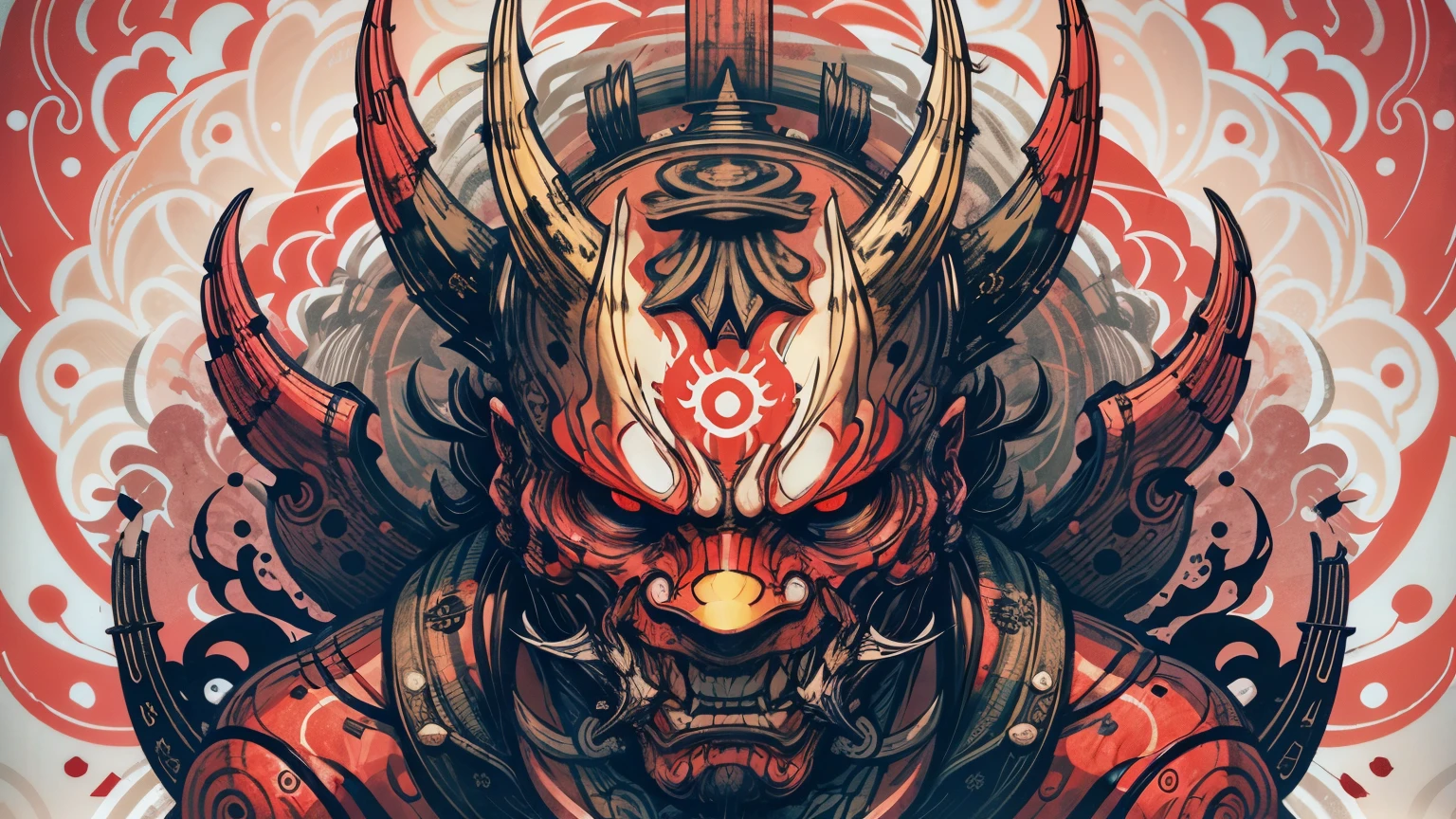 Hannya mask style 0mib， Illustrator， master-piece， high quailty， 8k， high resolutions， highdetailed， gentleman