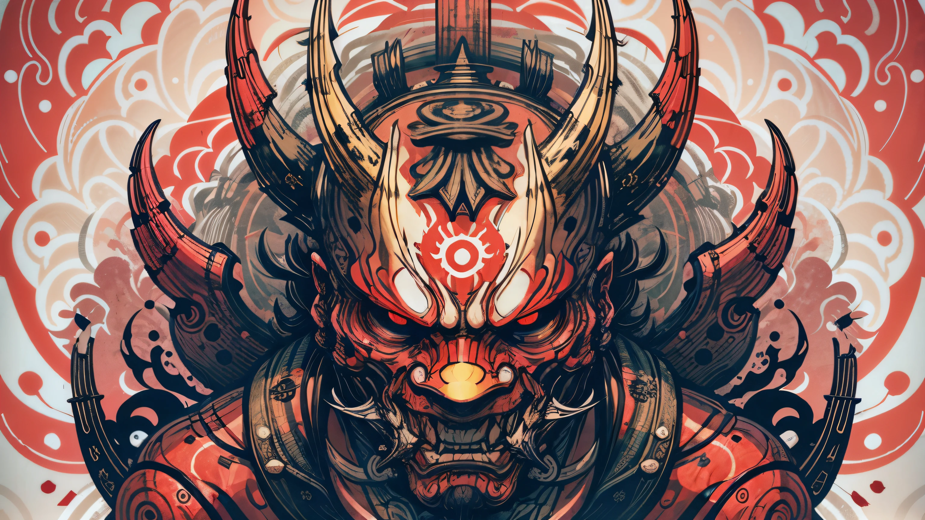 Hannya mask style 0mib， Illustrator， master-piece， high quailty， 8k， high resolutions， highdetailed， gentleman