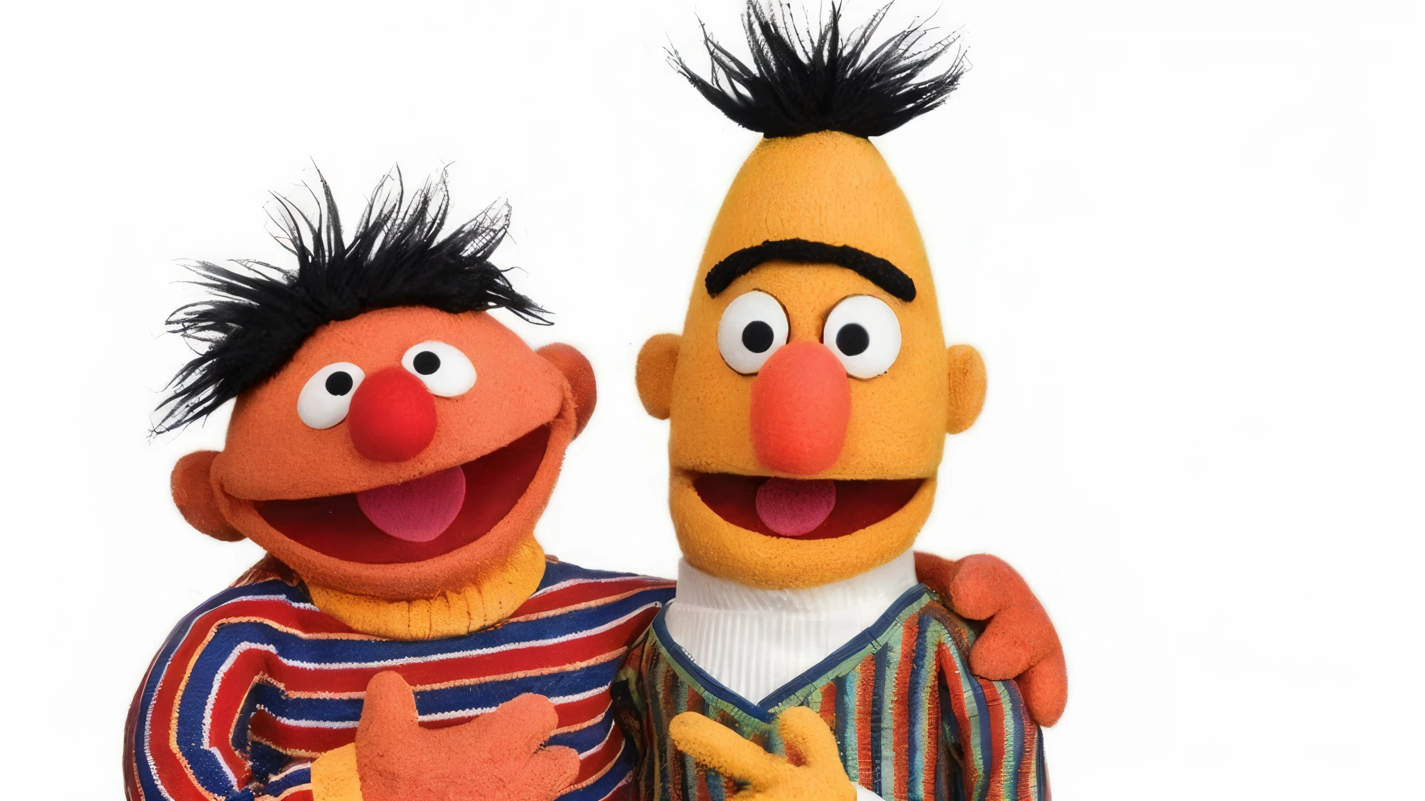 two marionetas of sesame and bert are posed together, Plaza Sésamo, Muppets, imagen filtrada, marionetas, dos personajes, the Muppets, Señor. bean depicted as a Muppet, Plaza Sésamo 1 9 7 8, as a Muppet, bowater charlie y brom gerald, arenoso and noisy, Muppet, arenoso!!!, with dos personajes, Muppets movie, imagen promocional, arenoso image