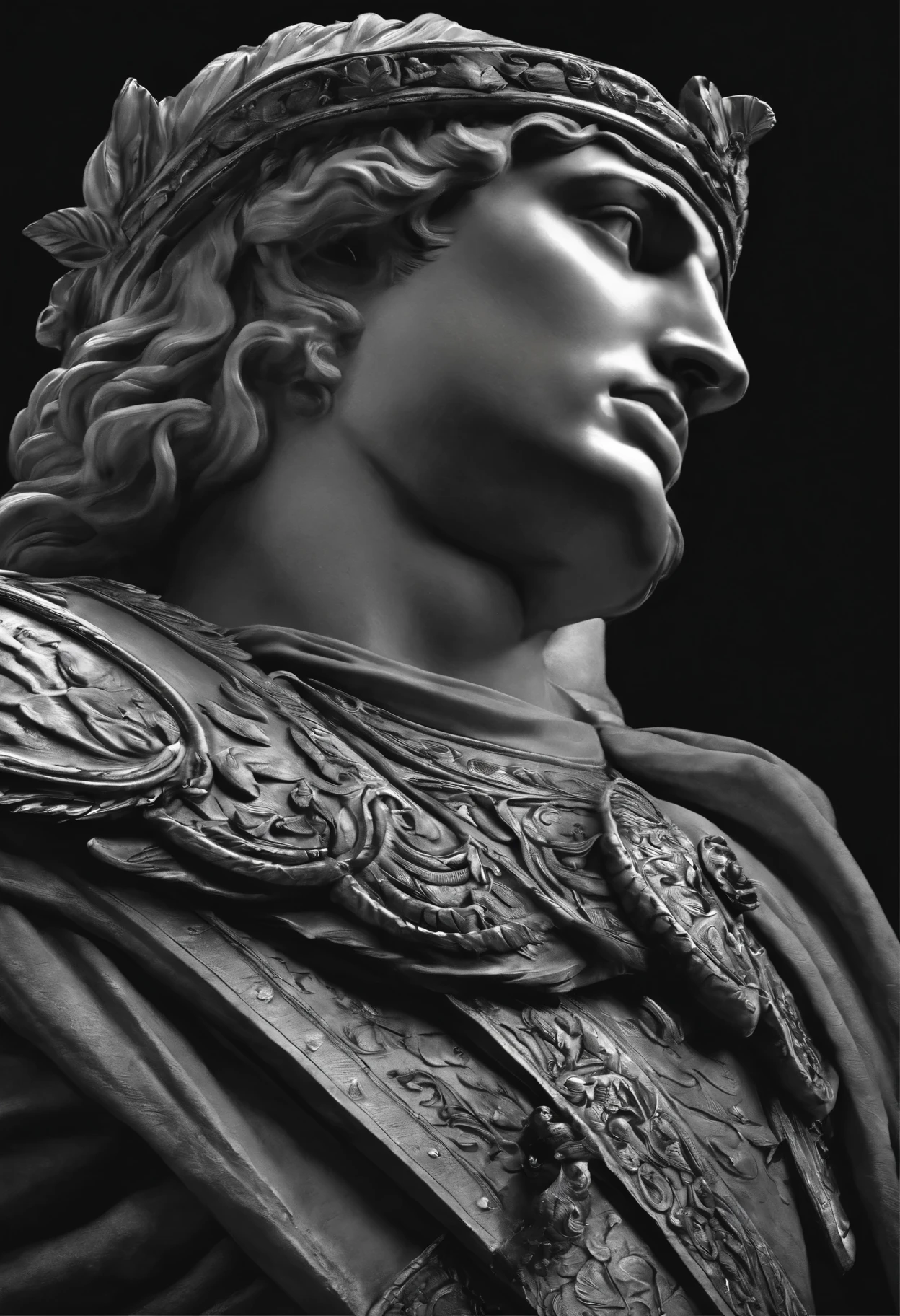 Alexander the great, black and white sketch, epic image