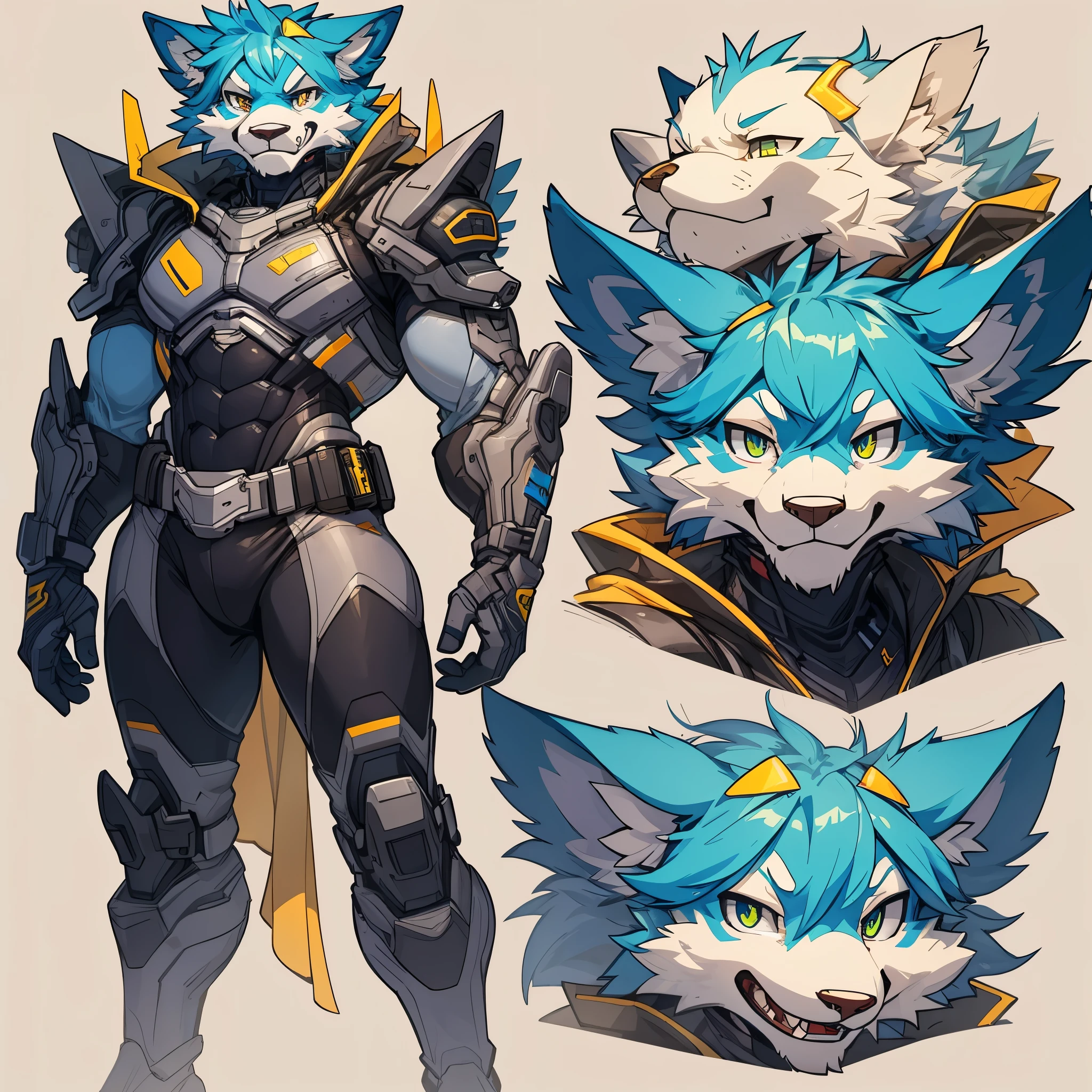 ((masterpiece)), (ultra detailed), (best quality), detailed background, (style of Science Fiction), (concept art, character sheet), game package, absurdres(highly detailed beautiful face and eyes)perfect anatomy(angelic handsome boy, kemono, )(furry anthro),