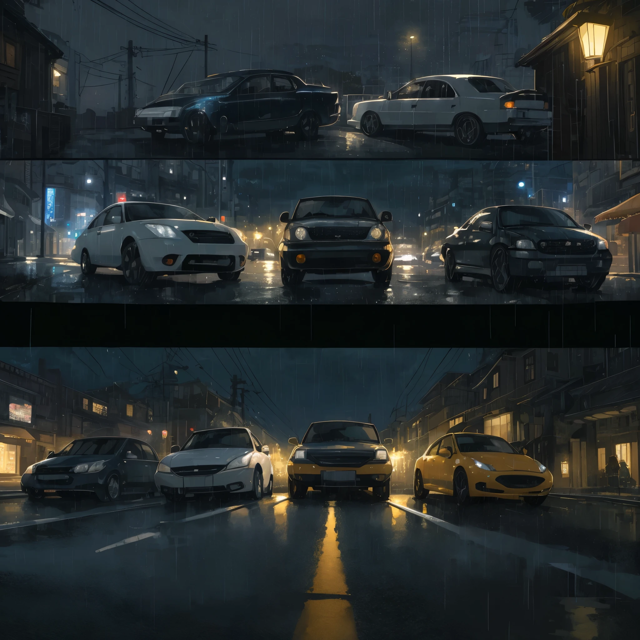 top quality, best quality, High-quality illustrations, masterpiece, super high resolution, detailed background, under the rain, night, Roads, cars, headlight, 6+boys, 6+girls, absurdres(highly detailed beautiful face and eyes)perfect anatomy, expression, good lighting, cinematic shadow(kemono, furry anthro)assorted poses, dynamic angle,