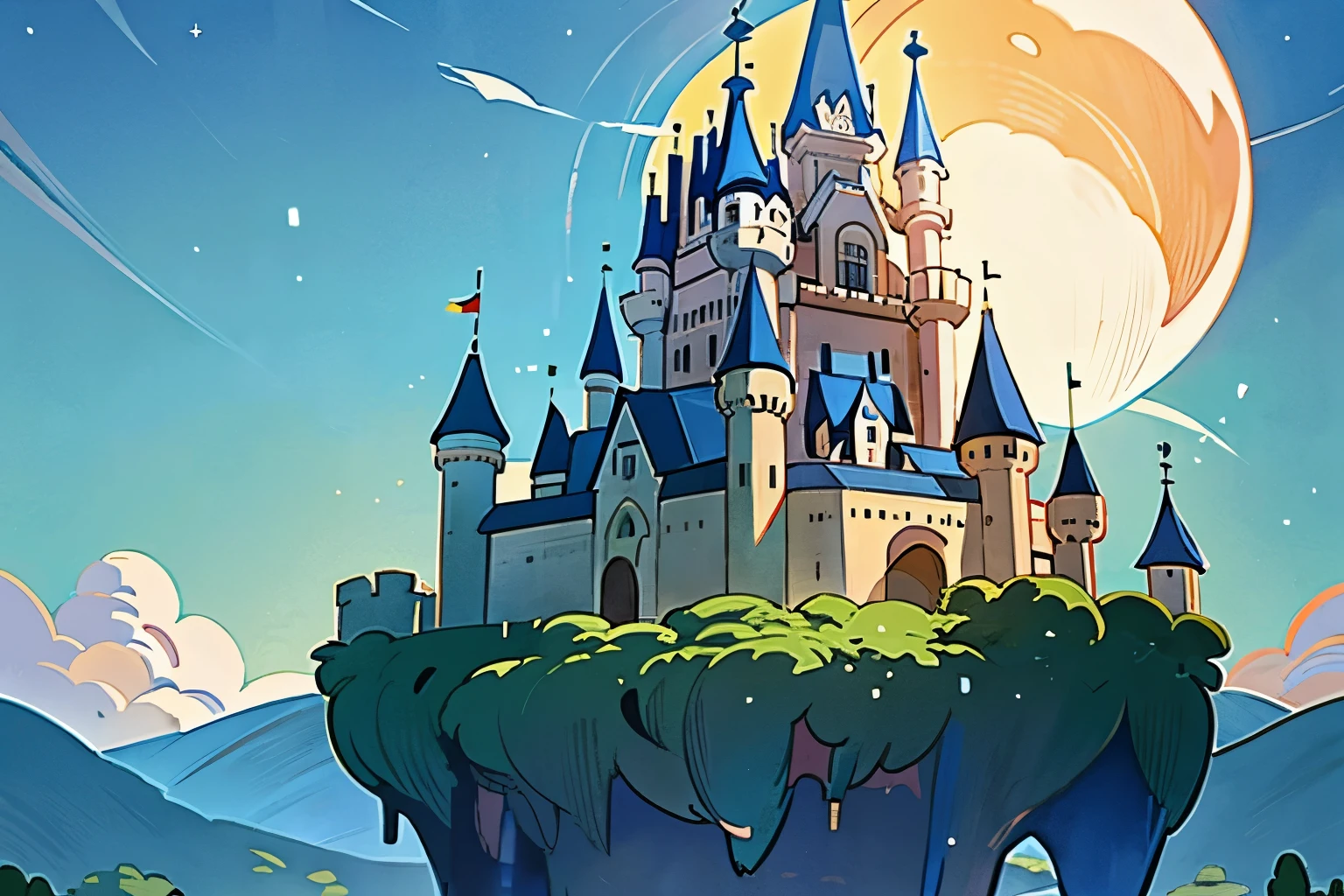 Ghibli、castle in the sky、girl、castle floating in the sky