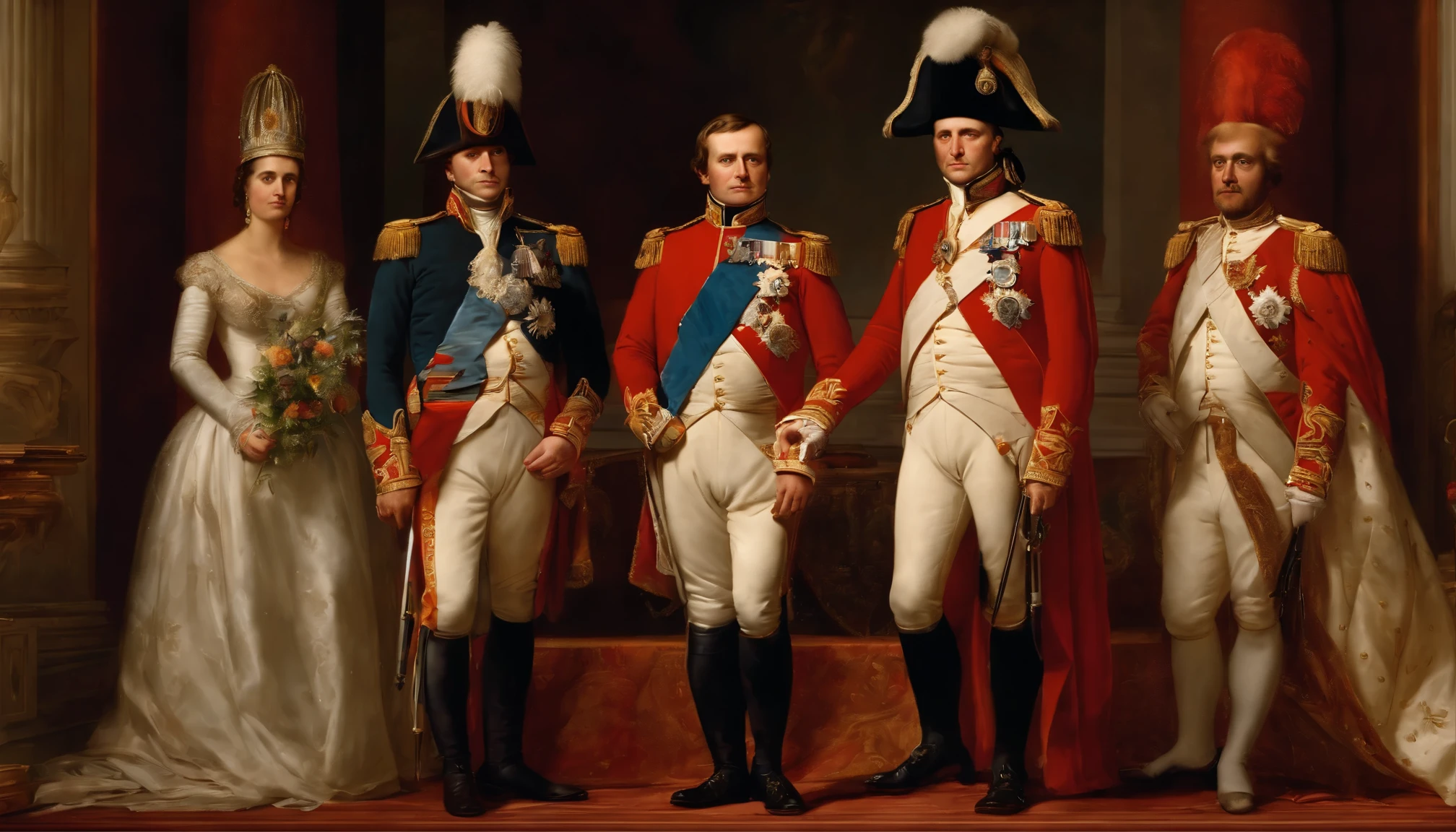 Visualize a historic scene set during the American Revolution, specifically the decisive Battle of Yorktown in 1781. The atmosphere should convey a sense of triumph and the turning point in the war.The focal point of the image should feature American and French forces, dressed in their distinctive Revolutionary War uniforms, coordinating their efforts against the British.The backdrop should depict the town of Yorktown in Virginia, highlighting the key landmarks, fortifications, and the York River.Show British soldiers surrendering or raising a white flag, symbolizing their defeat and surrender to the American and French forces.Highlight prominent historical figures such as General George Washington, the Marquis de Lafayette, and General Rochambeau leading the American and French troops.Convey a sense of jubilation, relief, and hope for the future in the expressions of the American and French soldiers. The atmosphere should be filled with a mix of tension, celebration, and unity.Set the scene during a late afternoon or early evening, with the soft, warm glow of the setting sun, adding to the visual impact.Ensure the accuracy of the soldiers' uniforms, weapons, and the architecture of Yorktown to reflect the historical period.
