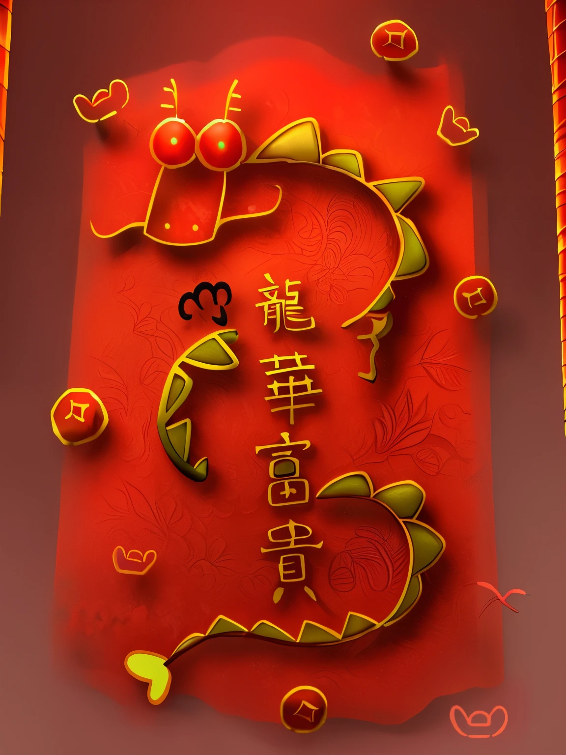 dragon,New Year,Spring Festival,dragon,China red,lantern,Gold ingots,Red style,Chinese new year