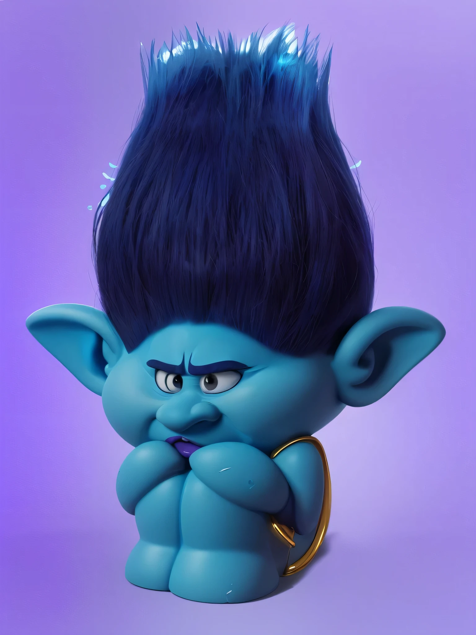 A close up of a troll doll with a blue hair SeaArt AI