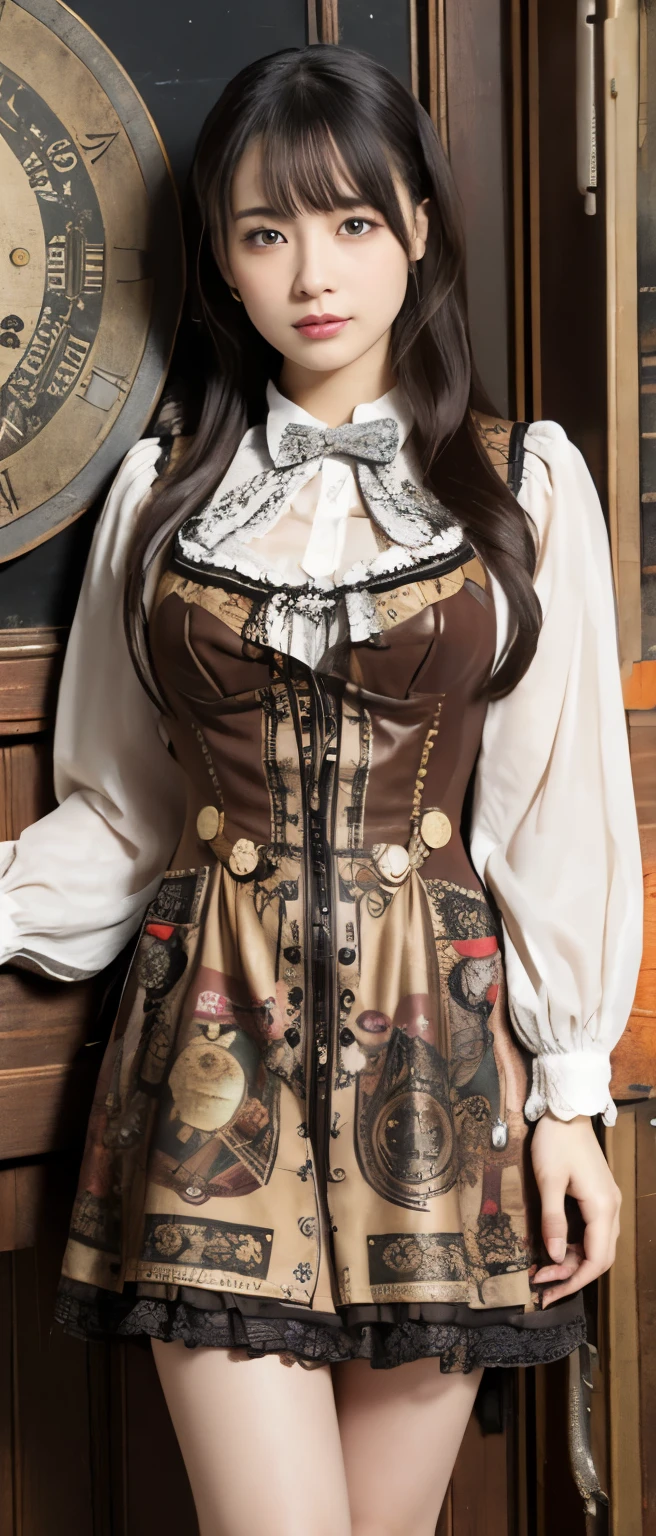 Steampunk Idol、whole body、good style、、、、、clock print mini dress、strange clock