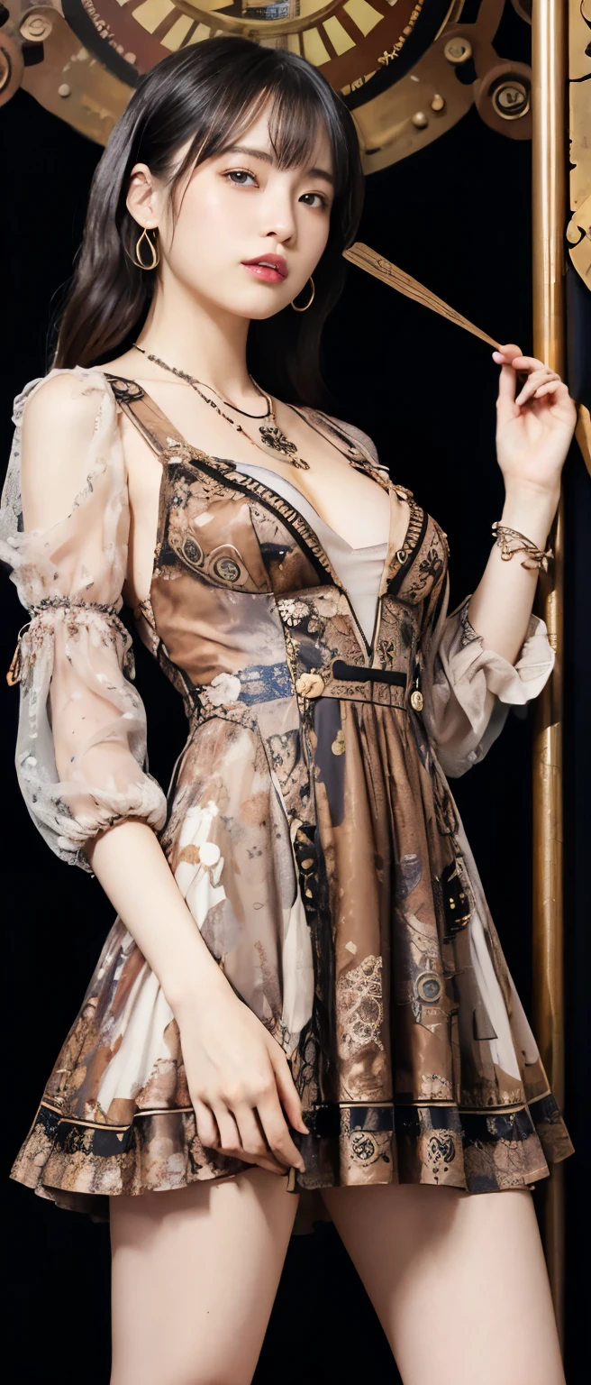 Steampunk Idol、whole body、good style、、、、、web print mini dress、、Spider Necklace