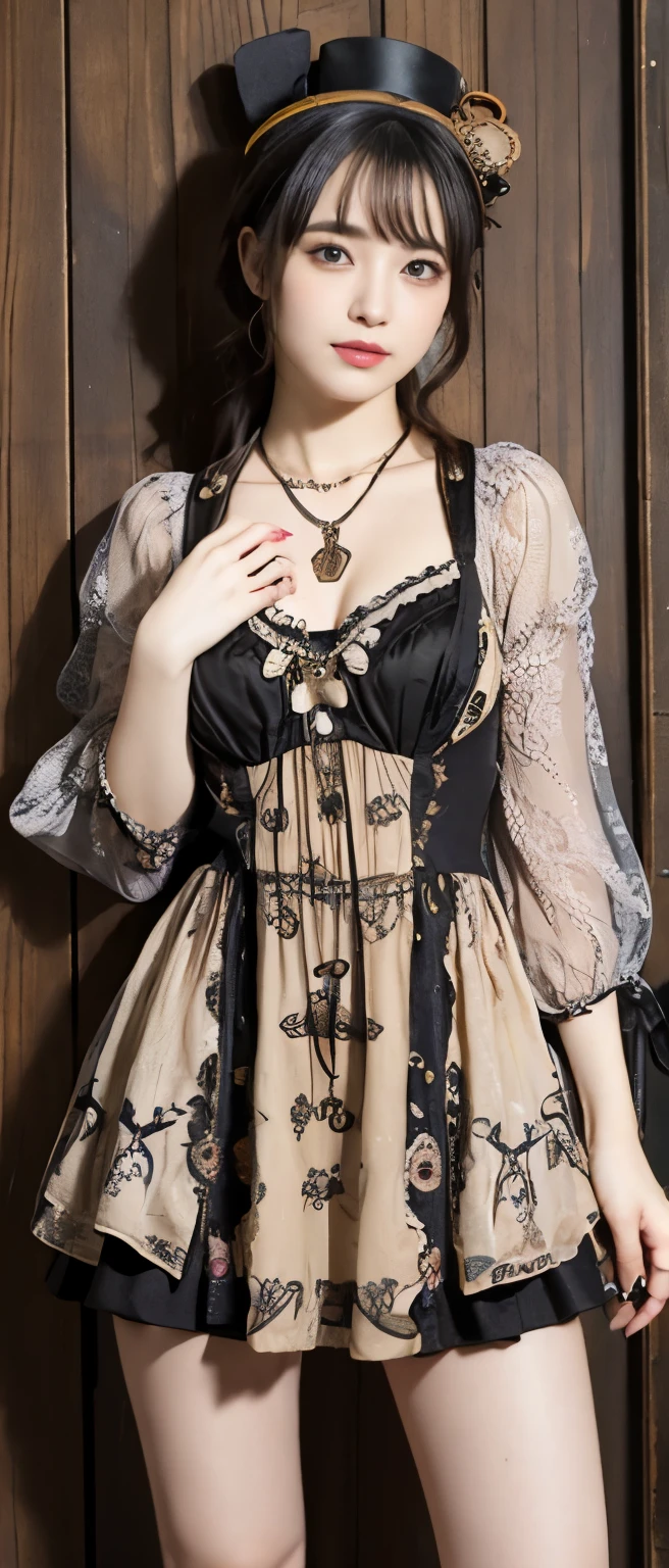 Steampunk Idol、whole body、good style、、、、、insect print mini dress、、Spider Necklace