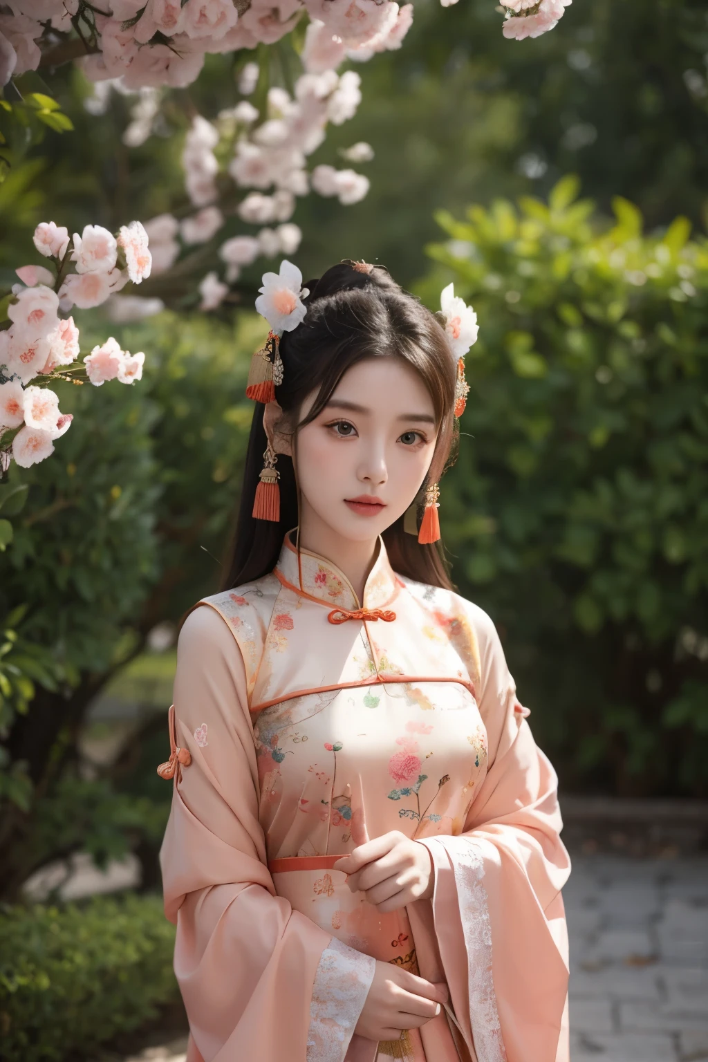 Chinese ancient costume imperial concubine,peach blossom,Realistic