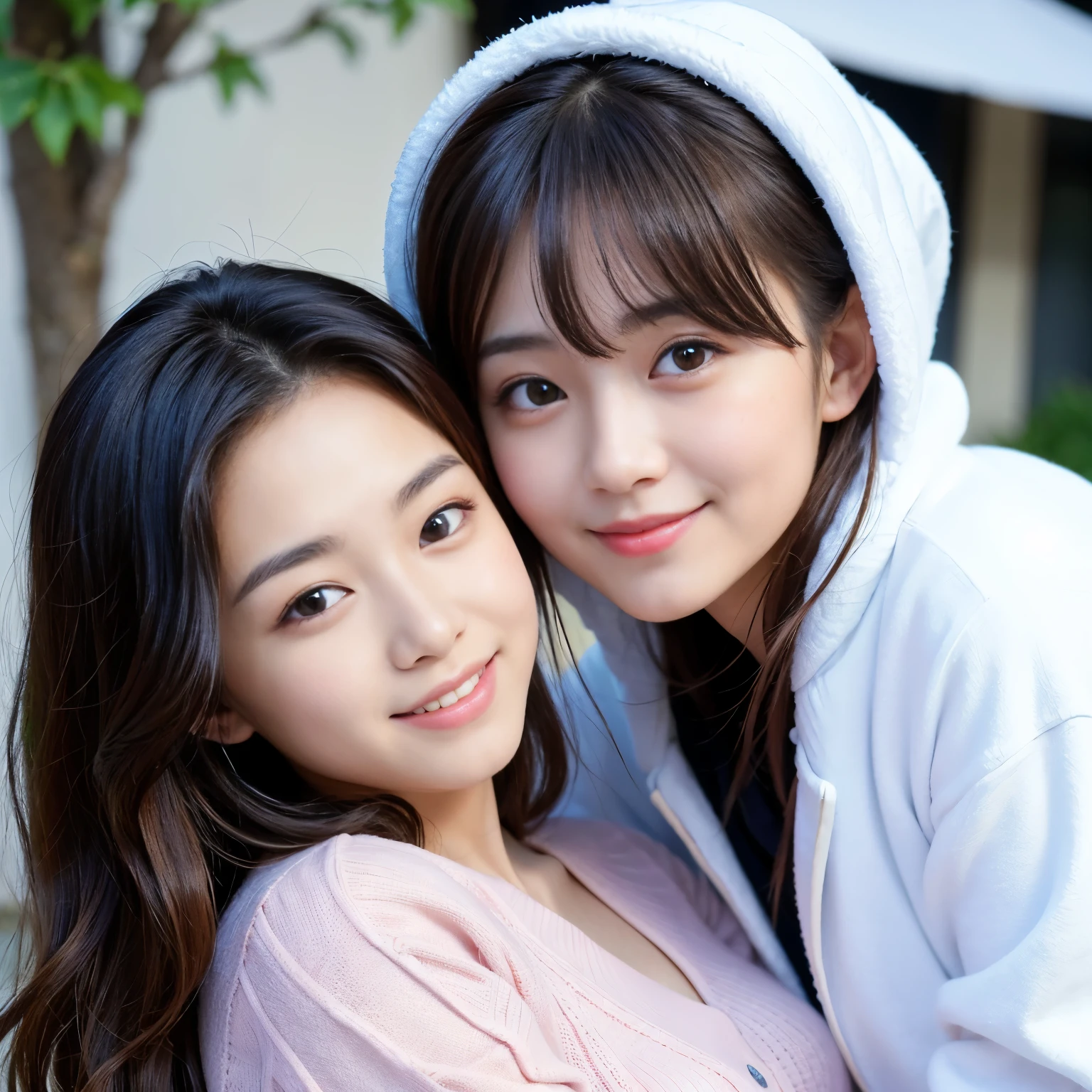 Super sexy and super cute Japan girl、Super big、Cute smile、A girl hugging a cute little otter