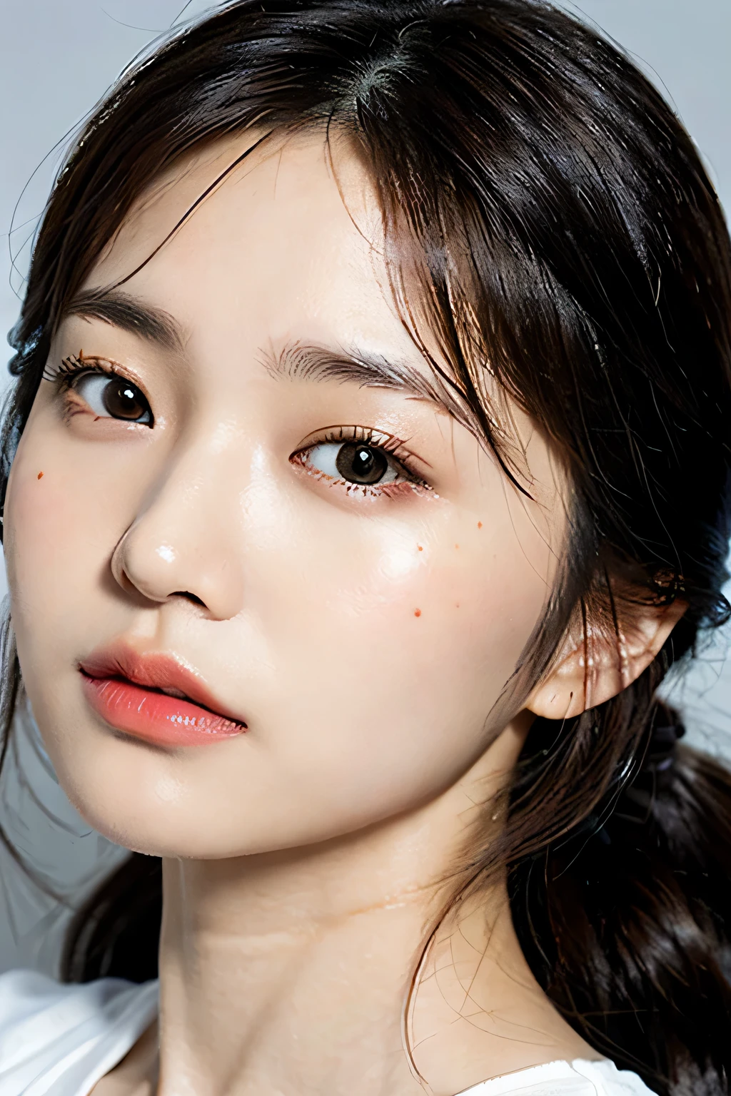 blend the face of anna sawai and kaho shibuya, looking at viewer, closeup ,