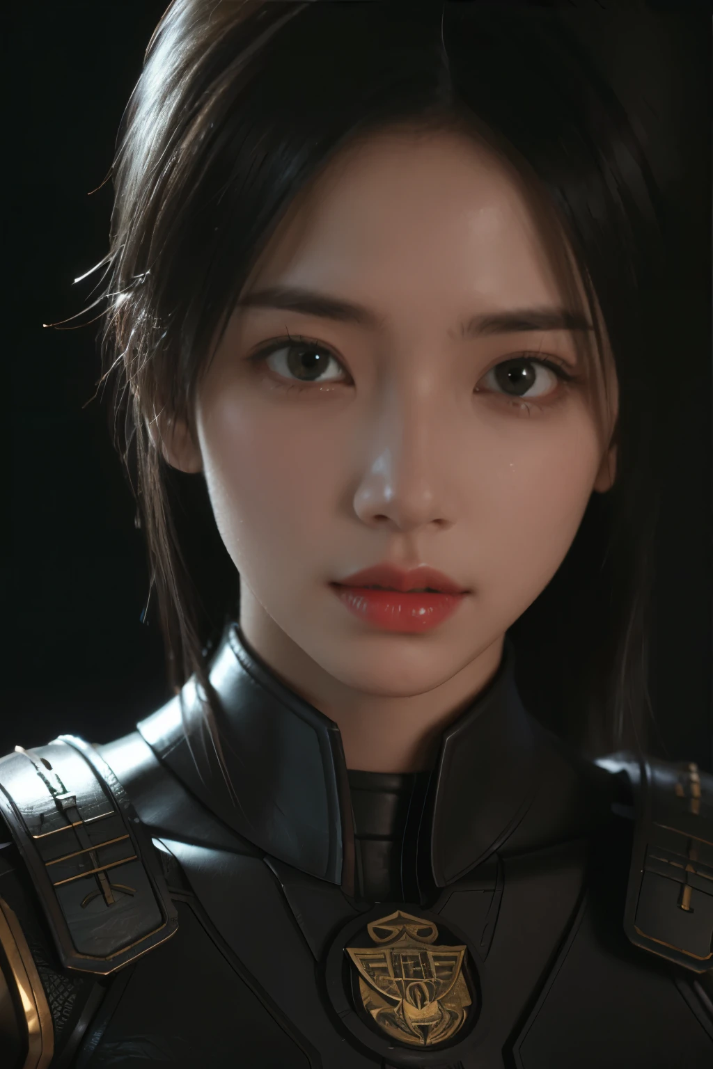 Game art，The best picture quality，Highest resolution，8K，(A bust photograph)，(Portrait)，(Head close-up:1.5)，(Rule of thirds)，Unreal Engine 5 rendering works， (The Girl of the Future)，(Female Warrior)， 
20岁少女，An eye rich in detail，(Big breasts)，优雅高贵，冷漠，勇敢的，
（A futuristic combat suit with medieval style，A beautifully patterned badge，Joint Armor，Extremely rich detail of armor，Mysterious light），Sci-fi characters，Warrior，

拍照姿势，简单背景，Movie lights，Ray tracing，Game CG，((3D Unreal Engine))，oc渲染反射纹