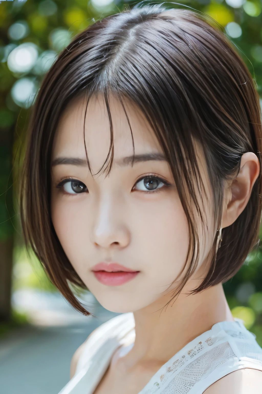(8k、pfotorealistic、RAW Photography、sthe highest qualit: 1.4)、(1girl)、beautifulface、(realstic face)、(dark short hair、short haired:1.3)、Beautiful Hairstyle、realistic eye、Beautiful details、(realistic skin)、Beautiful skin、、Absurdres、irresistible、Ultra high Resolution、an ultra realistic、High Accuracy、the golden ratio、full body photos、(genshin、impact)、yae、miko、crystalfly、breasts