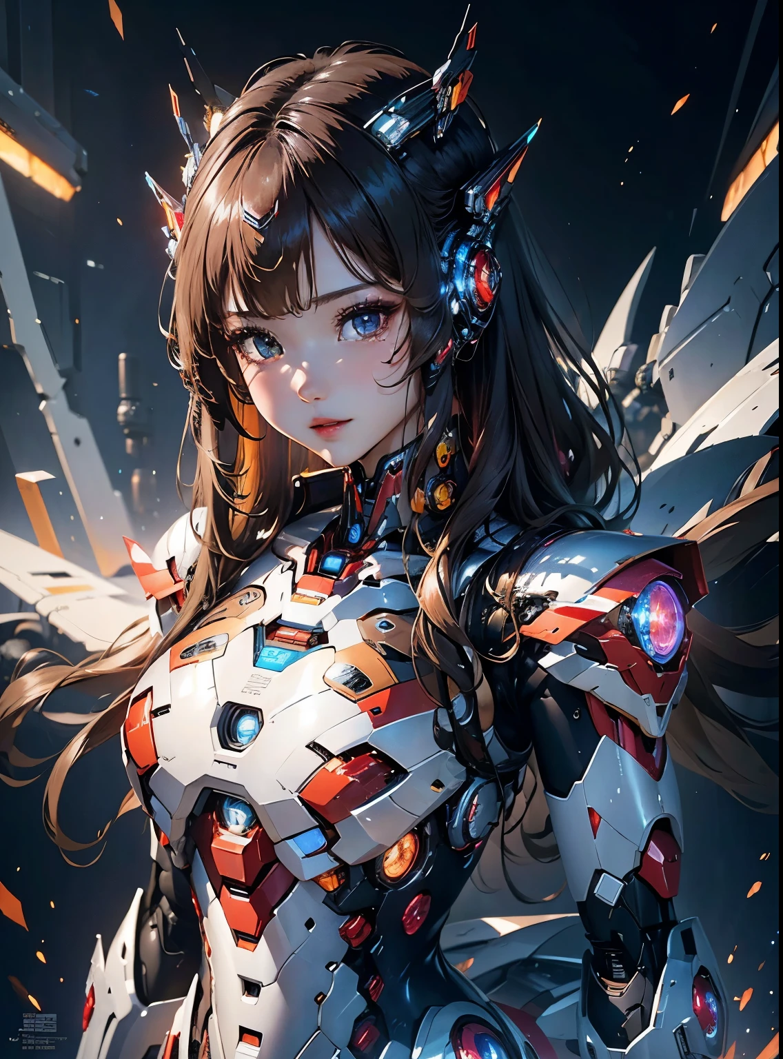 Super detailed, advanced details, high quality, 最high quality, High resolution, 1080P, hard disk, beautiful,(Iron Girl),beautifulサイボーグの女性,Mecha cyborg girl,battle mode,Mecha body girl,She wears an Iron Man mech,full body shot