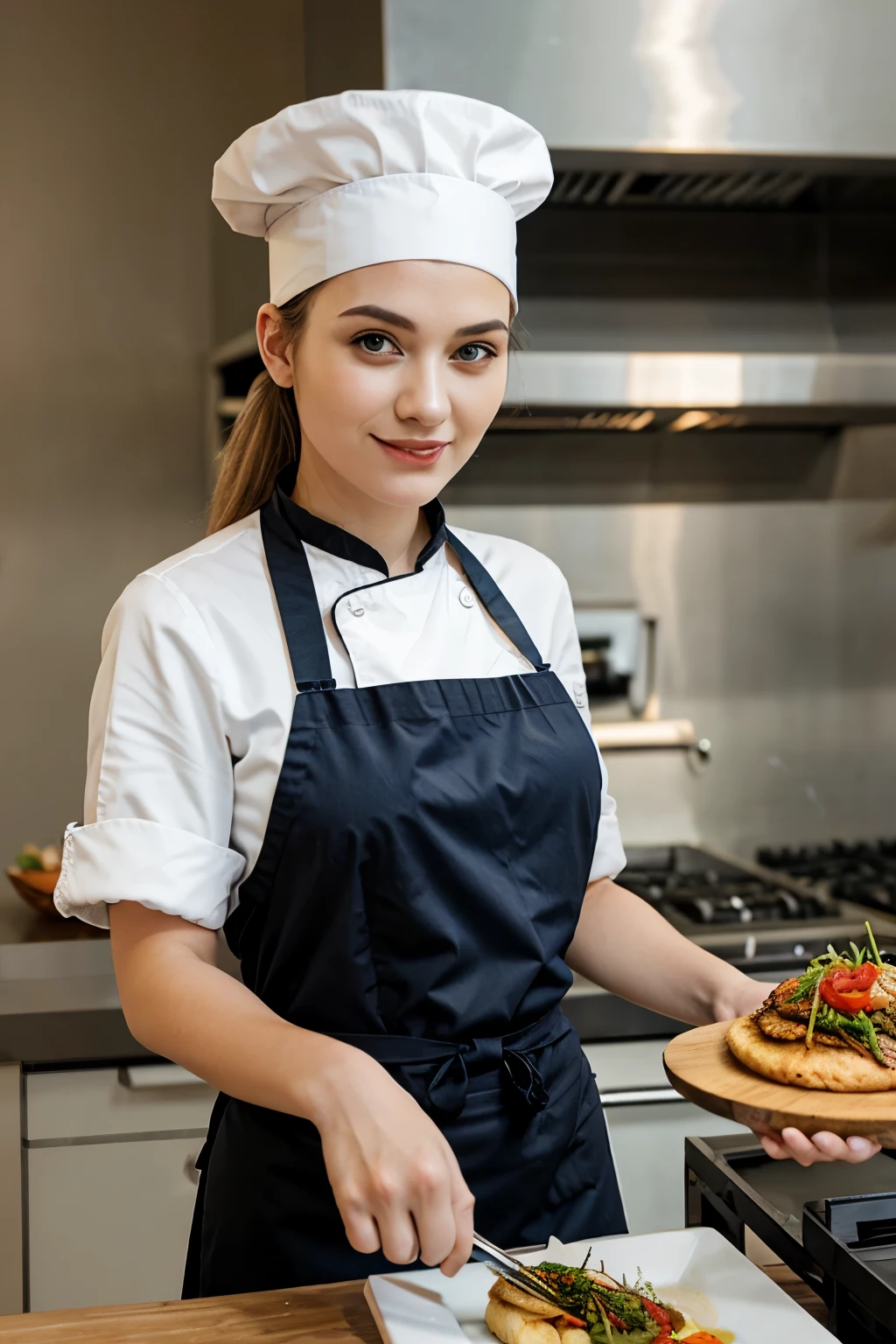 Beautiful woman as chef with chef hat 