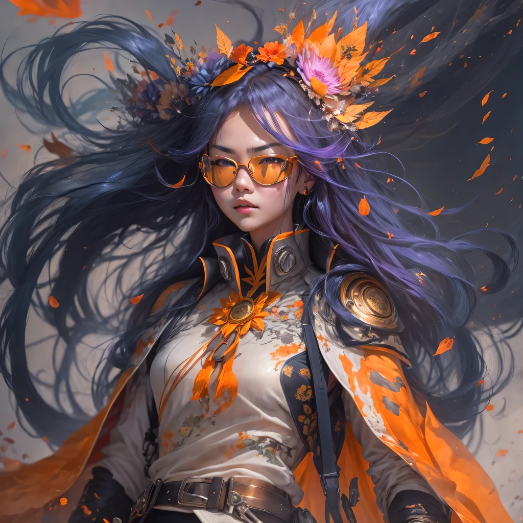 2679 Cyberpunk Year(masterpiece,HD,超HD,32k lotus root starch)Bright purple flowing hair,autumn pond, lotus root starch color, Asian (Michiko), (silk scarf), fighting stance, looking at the ground, Orange gradient long hair, ((Thick frame reflective jade windproof goggles))Floating bright purple, Fire cloud gold headdress, Chinese long-sleeved gold silk garment, (Abstract ink splash:1.2),mars background,lotus(realistically:1.4),bright purple hair,Smoke on the road,The background is very ivory、pure, high resolution, Detailed wind protection goggles, RAW photos lotus root starch, Sharp Re, Nikon D850 film photo by Jefferies Lee 4 Kodak Portra 400 camera F1.6 guns, rich and colorful, Super real、Vivid textures, dramatic lighting, Unreal Engine Art Station Trend, Silicon Nest 800,