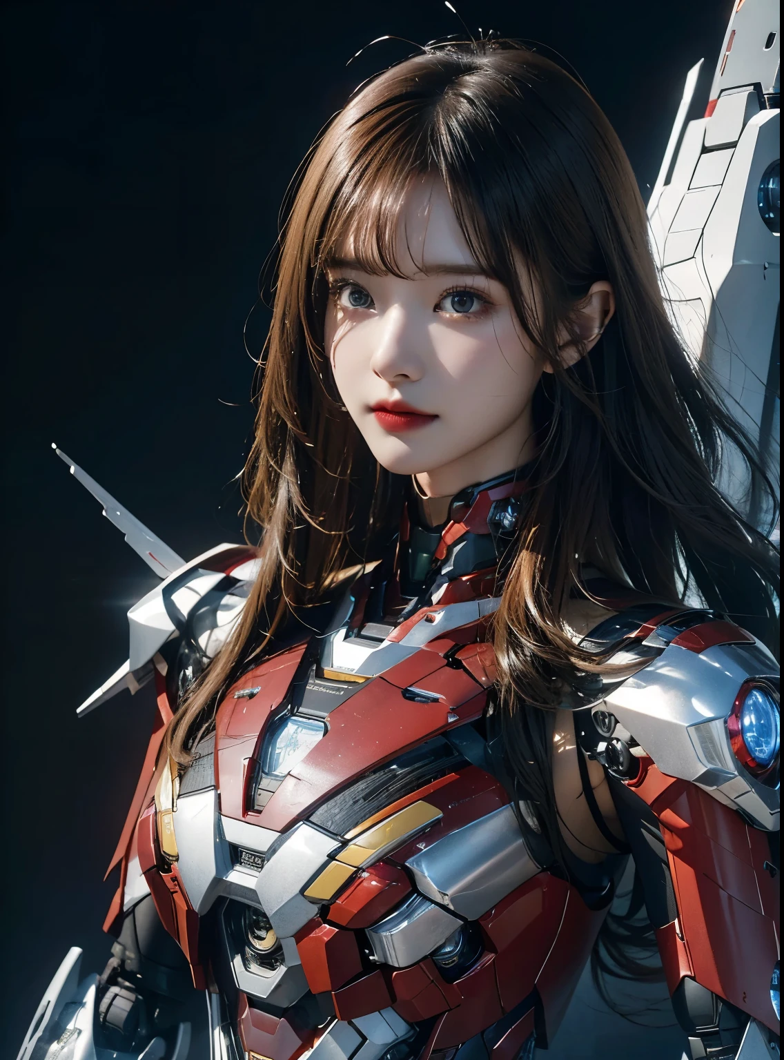 Super detailed, advanced details, high quality, 最high quality, High resolution, 1080P, hard disk, beautiful,(Iron Girl),beautifulサイボーグの女性,Mecha cyborg girl,battle mode,Mecha body girl,She wears an Iron Man mech,full body shot