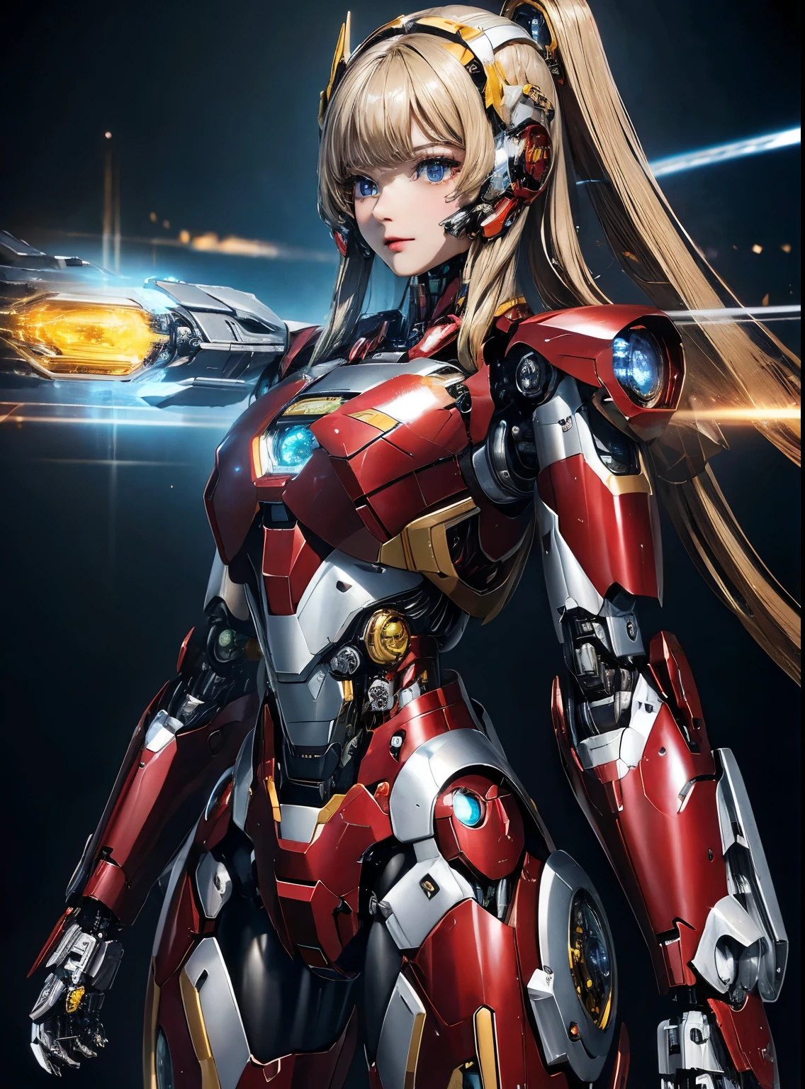  Super detailed, advanced details, high quality, 最high quality, High resolution, 1080P, hard disk, beautiful,(Iron Girl),beautifulサイボーグの女性,Mecha cyborg girl,battle mode,Mecha body girl,She wears an Iron Man mech,full body shot