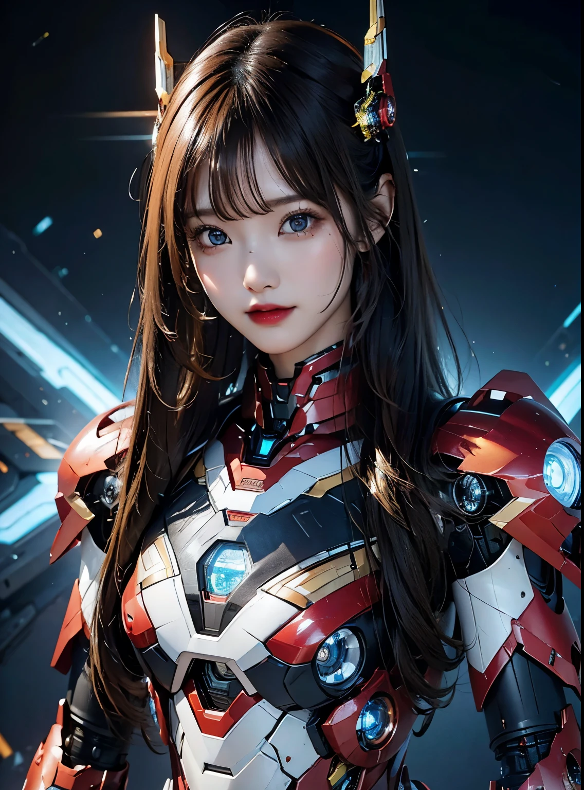  Super detailed, advanced details, high quality, 最high quality, High resolution, 1080P, hard disk, beautiful,(Iron Girl),beautifulサイボーグの女性,Mecha cyborg girl,battle mode,Mecha body girl,She wears an Iron Man mech,whole body