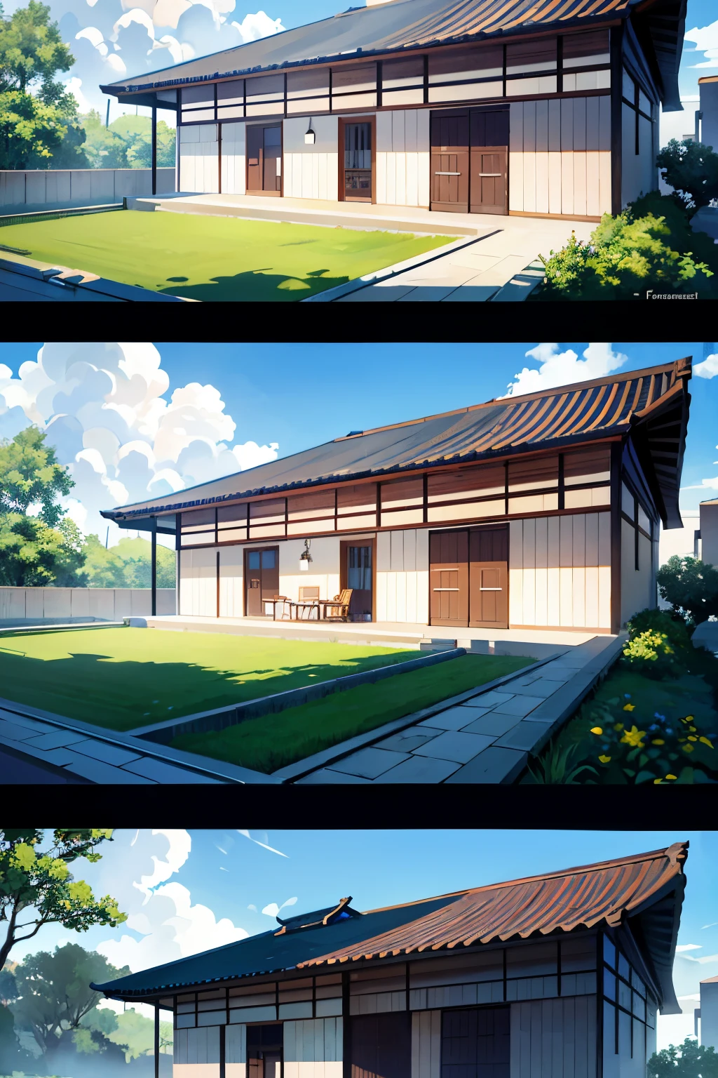 Masterpiece, dream house design [rice paddy home]. Four-story building. Three swimming pools. One rooftop. Garage for cars with connected gate, only separated by a road and garden. Four flower gardens on the first, second, and rooftop floors. Renaissance style --s2

A majestic masterpiece, an ideal rice paddy house design. Four-story building, reaching new heights. Three crystal-clear swimming pools shimmering under the sun. One inviting rooftop, perfect for relaxation and reflection. A detached garage for cars, attached by a seamless connection of a road and beautiful garden. Four lush flower gardens blossoming in splendor on the
