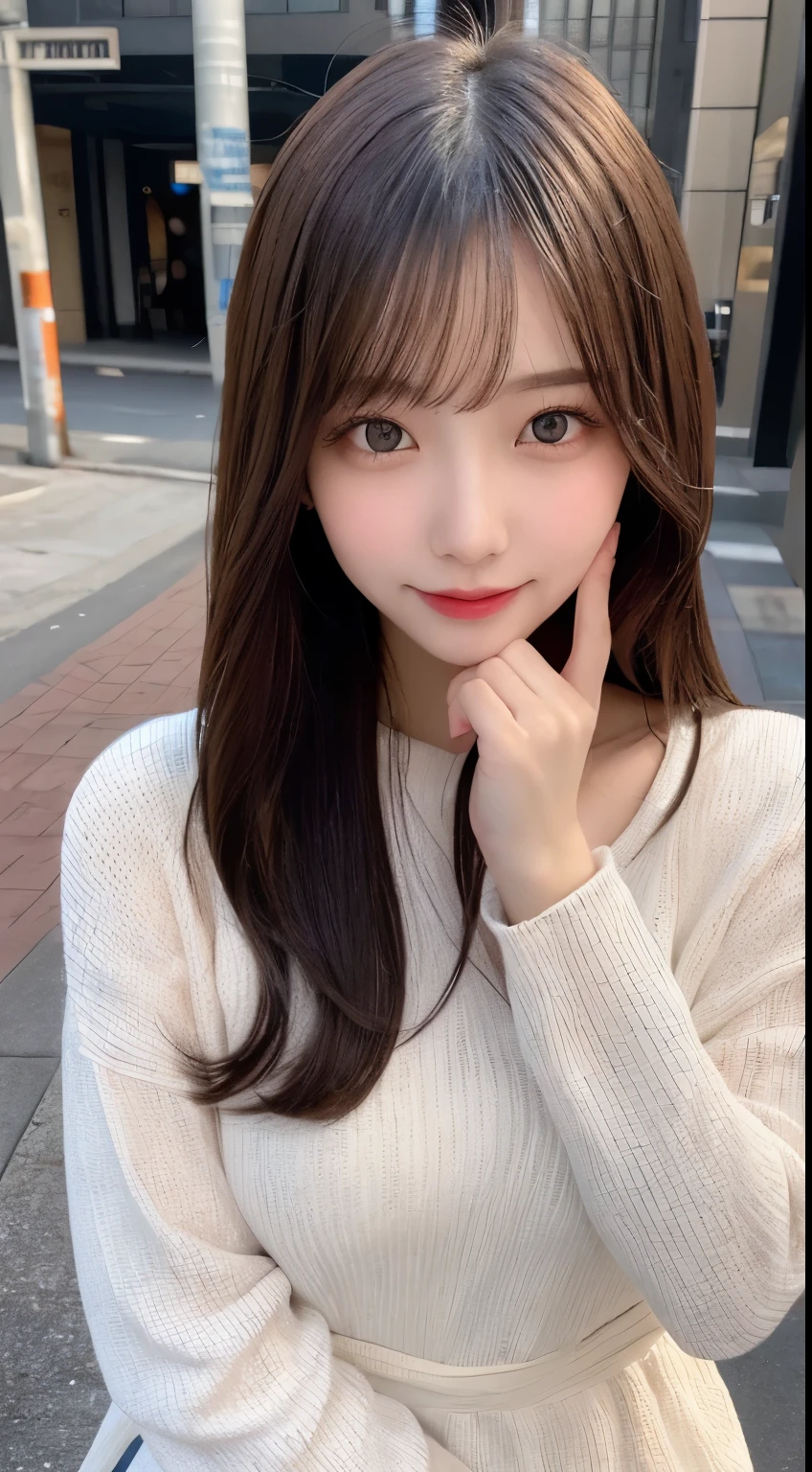 table top, highest quality, shape, Super detailed, finely, High resolution, 8k wallpaper, 完璧なダイナミックな構shape, beautiful and detailed eyes, winter dress,medium hair, small breasts, natural color lip, random sexy pose,smile,big city、20 year old girl、midnight、beautiful and detailed face、perfect and beautiful face,Big eyes、RAW photo、Spread your arms and legs wide apart、Express your best mood with your whole body、beautiful and detailed eyes、small face、beautiful duplex、slim face and style