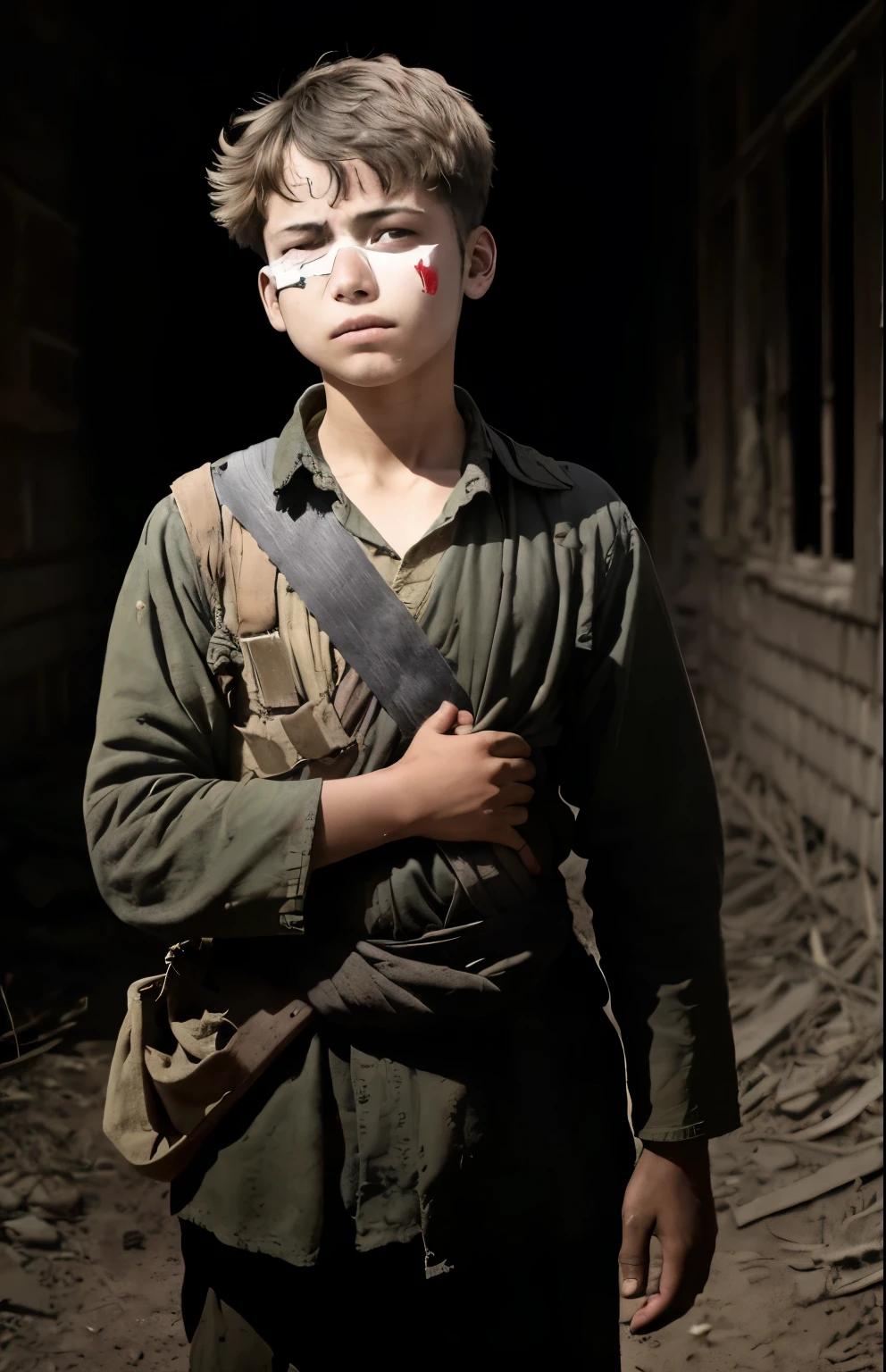 One boy , lose one eye, lose one hand, in war,