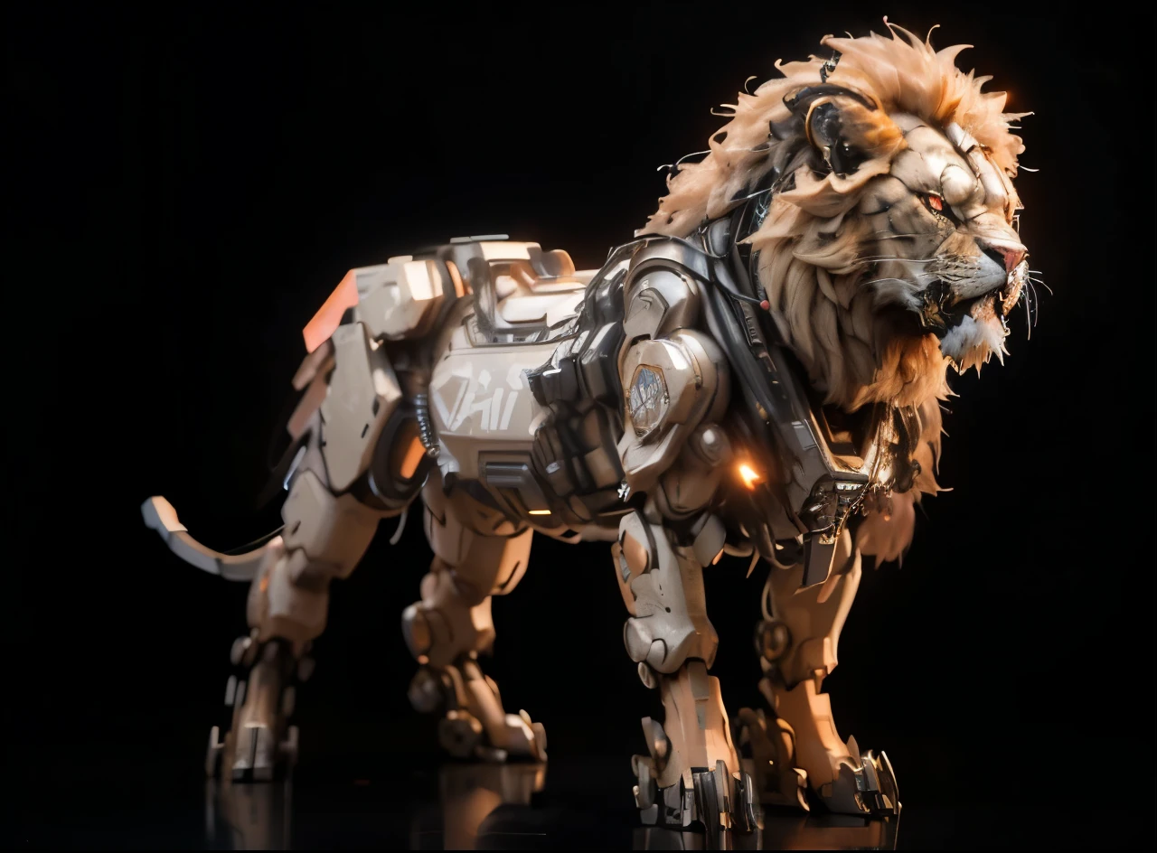 cyberpunk, Mechanical lion,mechanical head, mechanical eye, mechanical hair, glowing neon light,( global illumination, Ray tracing, human development report, Unreal rendering,Reasonable design, high detail, masterpiece, best quality, ultra high definition, Beijing_Zagu_Mecha