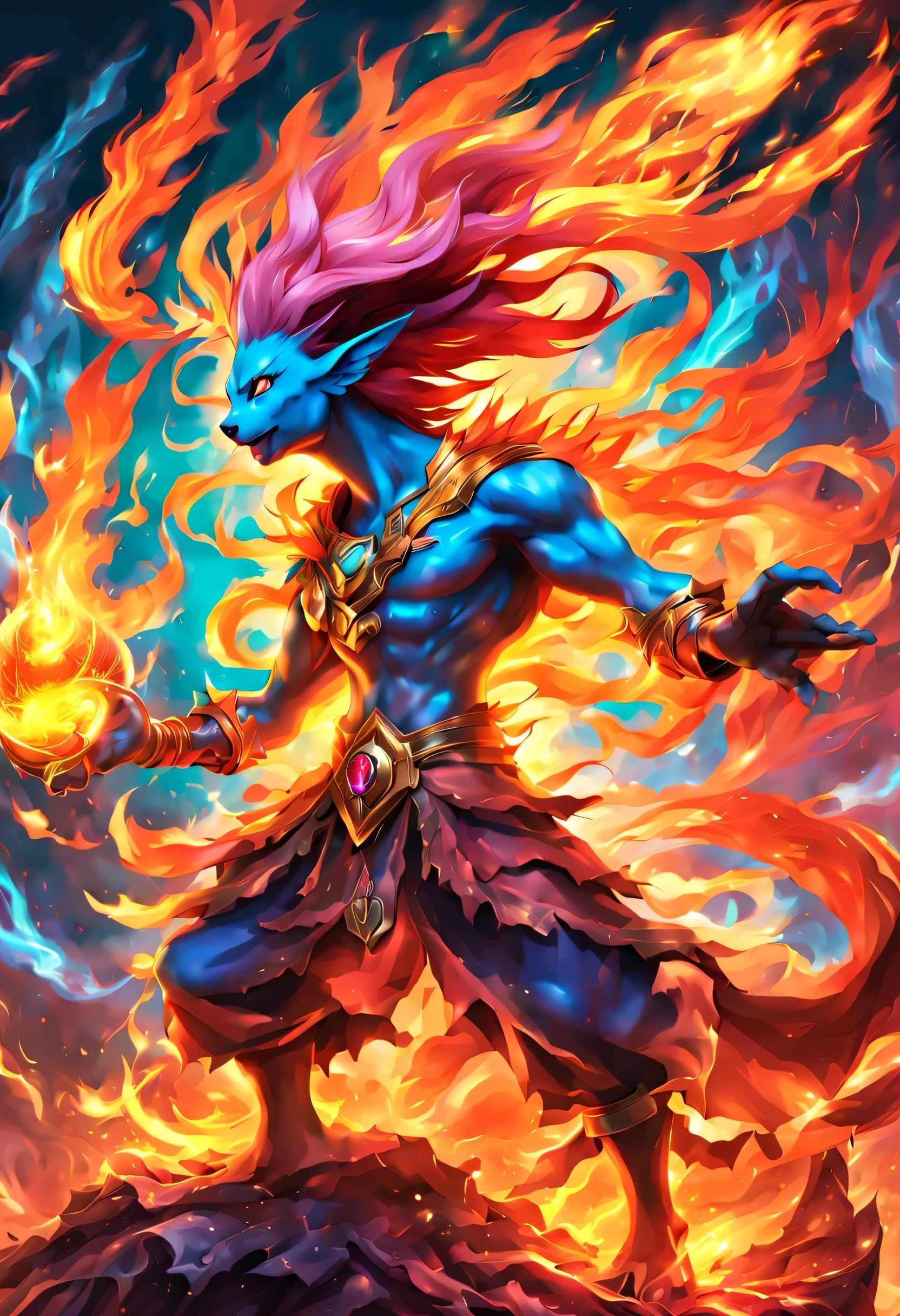 (masterpiece, highest quality:1.2),,fire,fire災の影響,fire pokemon,fantasy,nice,dynamic composition,be familiar with,Cast colorful spells,rich colors,