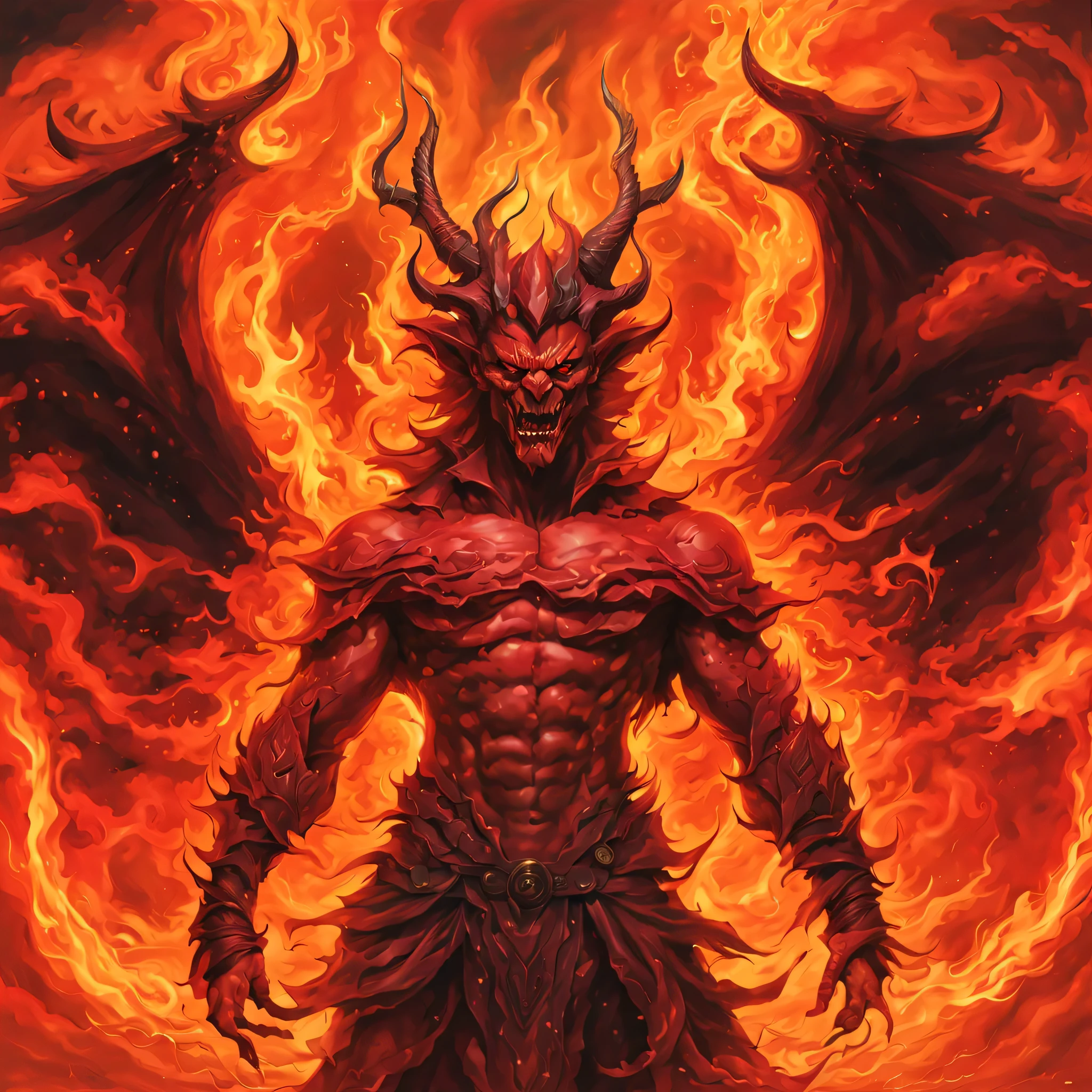 (masterpiece, highest quality:1.2), fire demon, alone