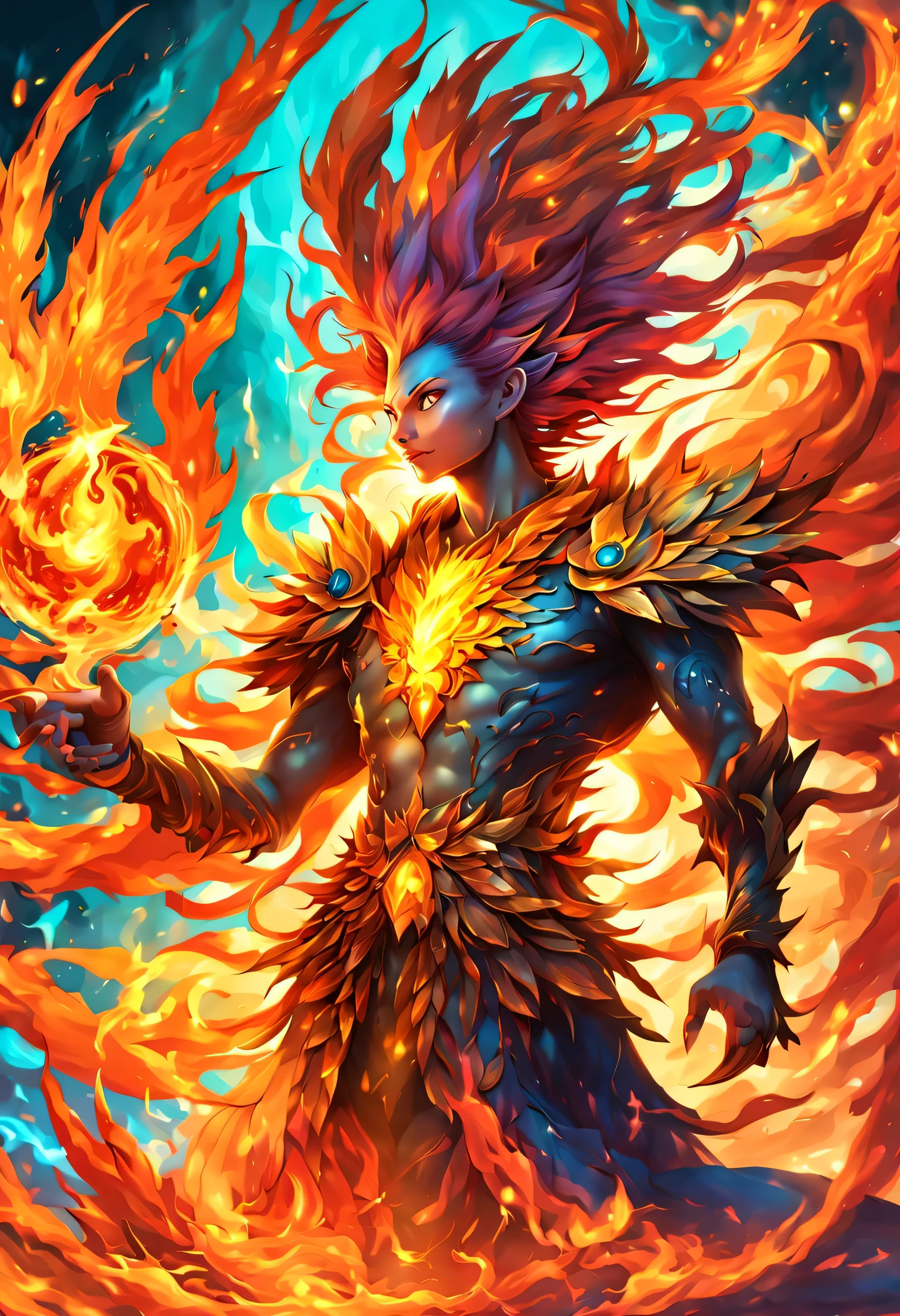 (masterpiece, highest quality:1.2),,fire,fire災の影響,fire pokemon,fireの鳥,jewelry,fantasy,nice,dynamic composition,be familiar with,Cast colorful spells,rich colors,