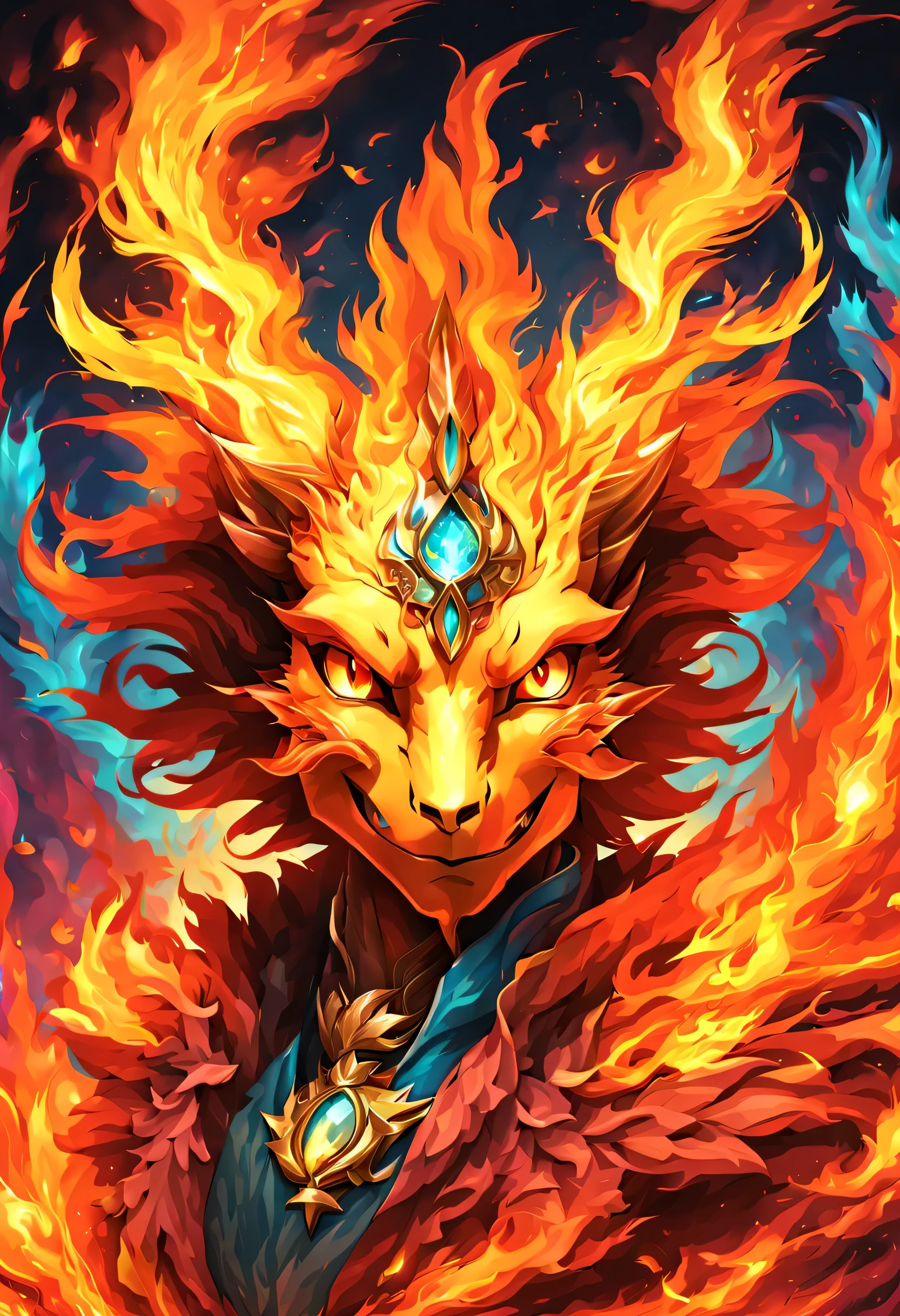 (masterpiece, highest quality:1.2),,fire,fire災の影響,fire pokemon,fireの鳥,jewelry,fantasy,nice,dynamic composition,be familiar with,Cast colorful spells,rich colors,