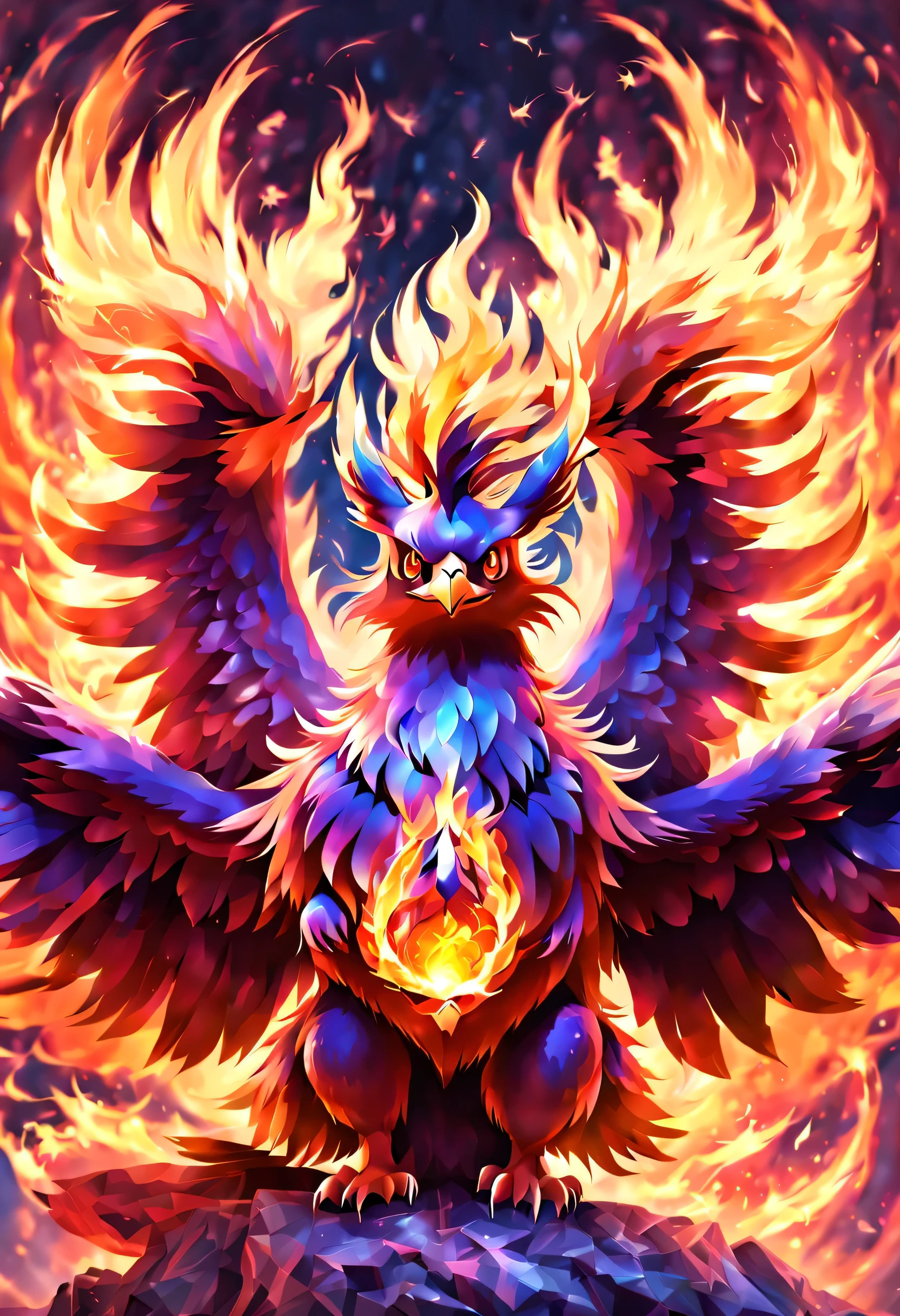 (masterpiece, highest quality:1.2),,fire,fire災の影響,fire pokemon,fireの鳥,jewelry,fantasy,nice,dynamic composition,be familiar with,Cast colorful spells,rich colors,